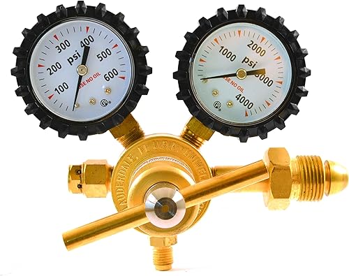 Miniatura 2 de Uniweld RHP400 Regulador de nitrógeno con 0-400 PSI de presión, CGA580 conexión de entrada y conexión de salida de llama macho de 14 de pulgada