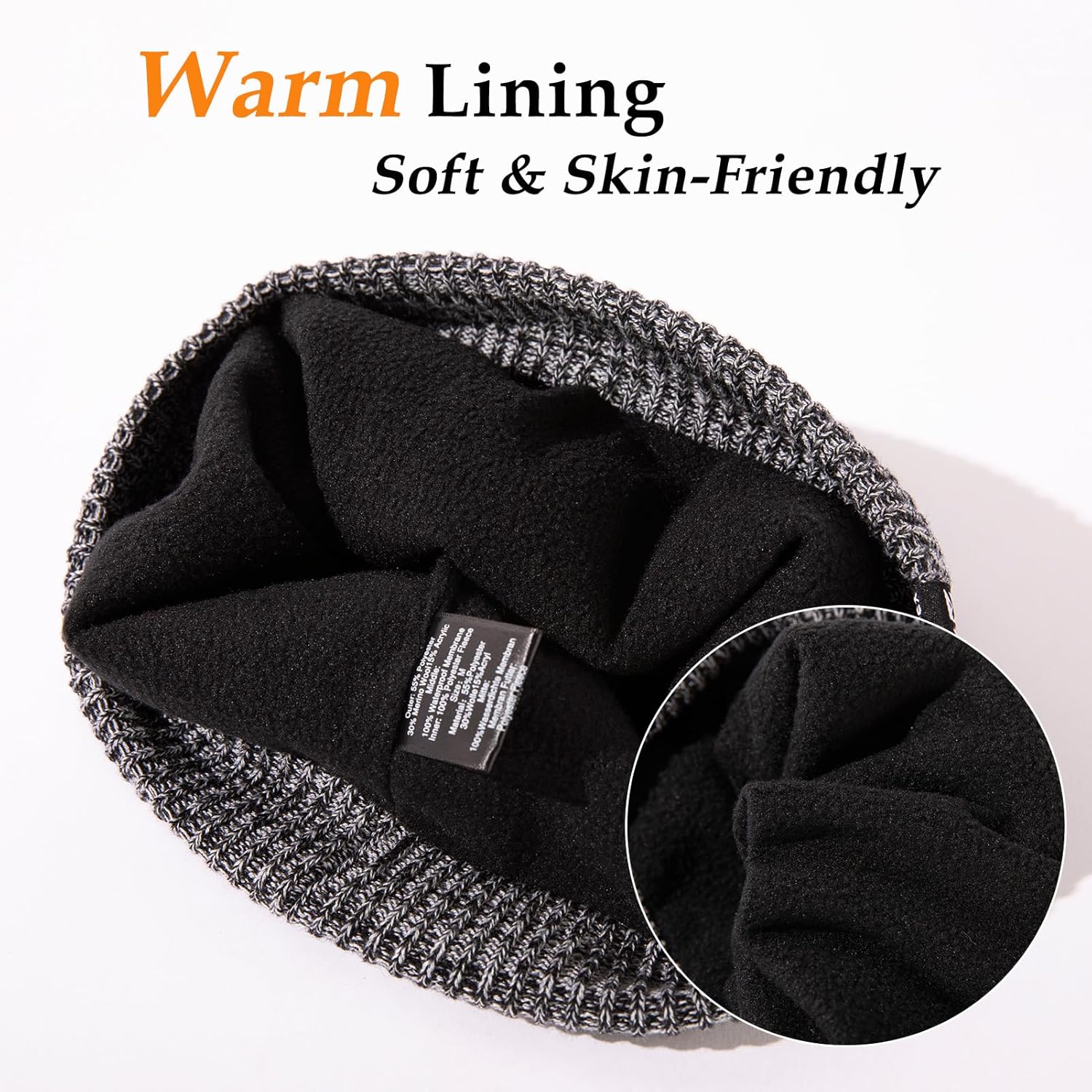Oversized L/XL/XXL DryKnit™ Waterproof Merino Wool Blend Beanie Fleece Lined Knit Hat for All-Weather Winter - Image 4
