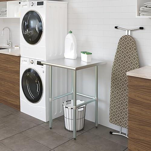 Miniatura 6 de AmGood Mesa de trabajo de acero inoxidable con base abierta, banco de trabajo de metal (base abierta de mesa de acero inoxidable, 24 pulgadas de