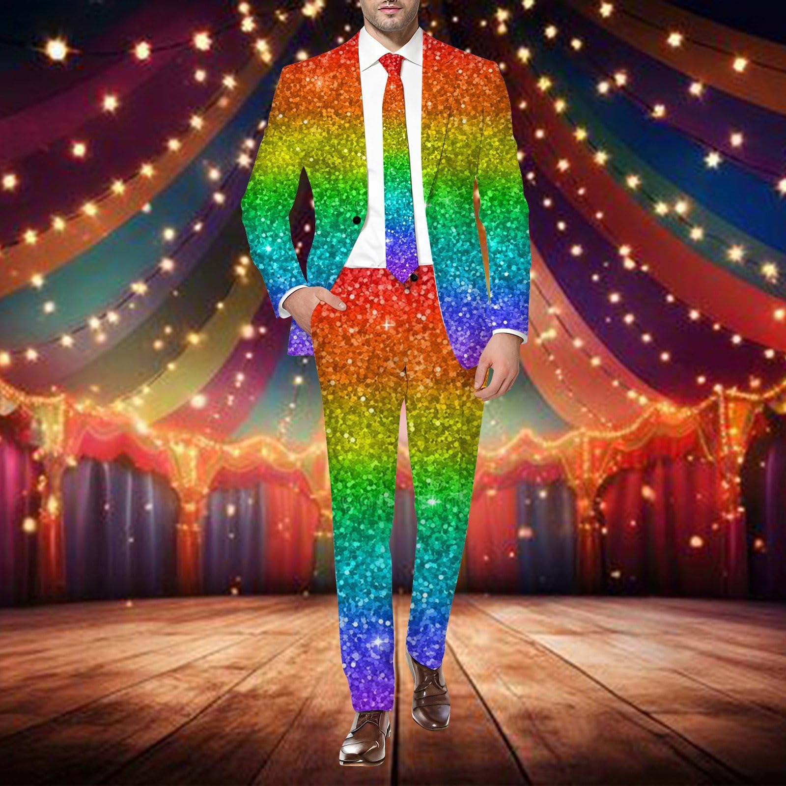 Blazer Uomo Carnevale Smoking Steampunk Giacca Lucida Elegante Invernale Brillantini Glitter Slim Fit Giacce Paillettes Completo Giacca Capodanno per Sera Cerimonia Clubwear in Discoteca