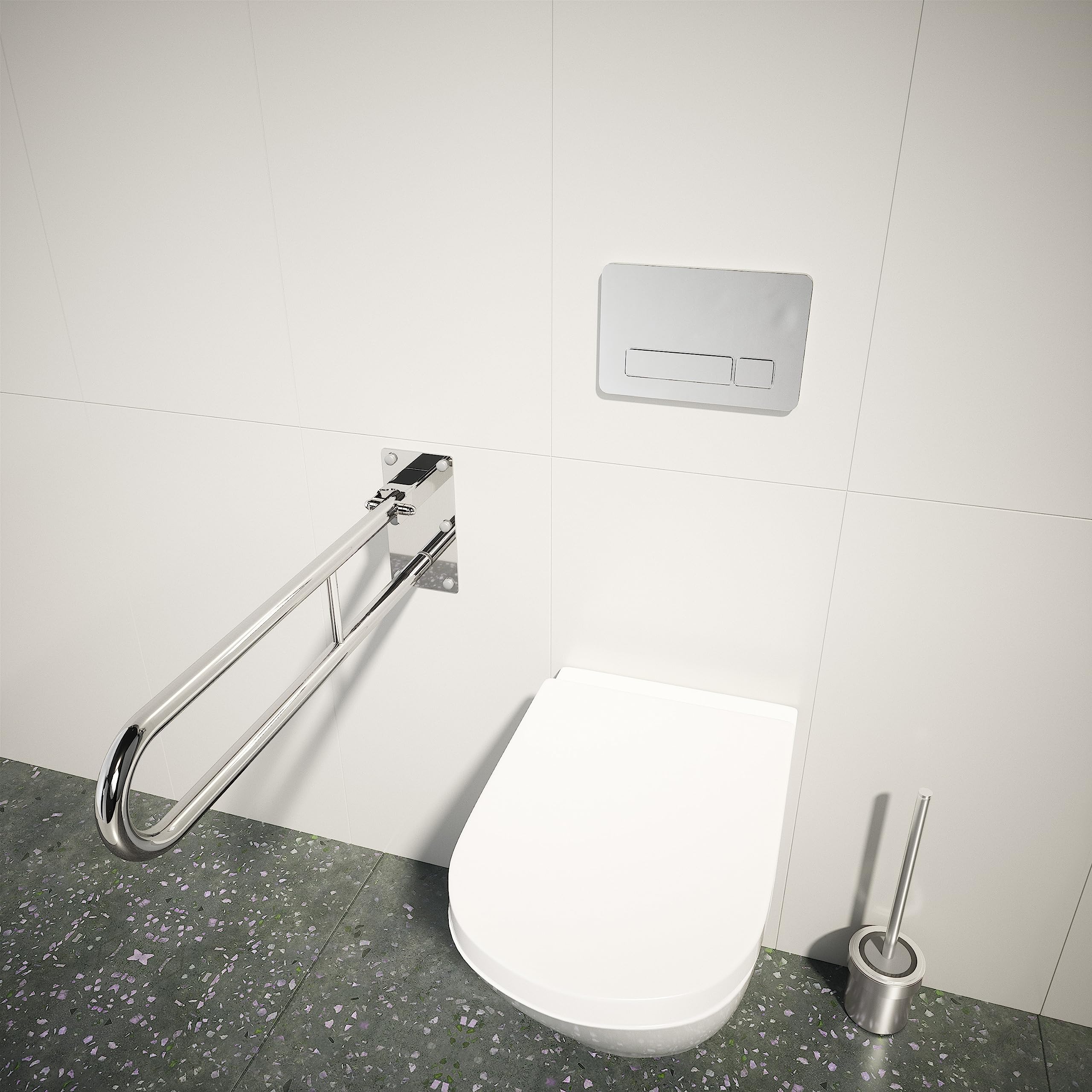 Aquabad® Barra de Apoyo abatible de acero inoxidable, 50 cm