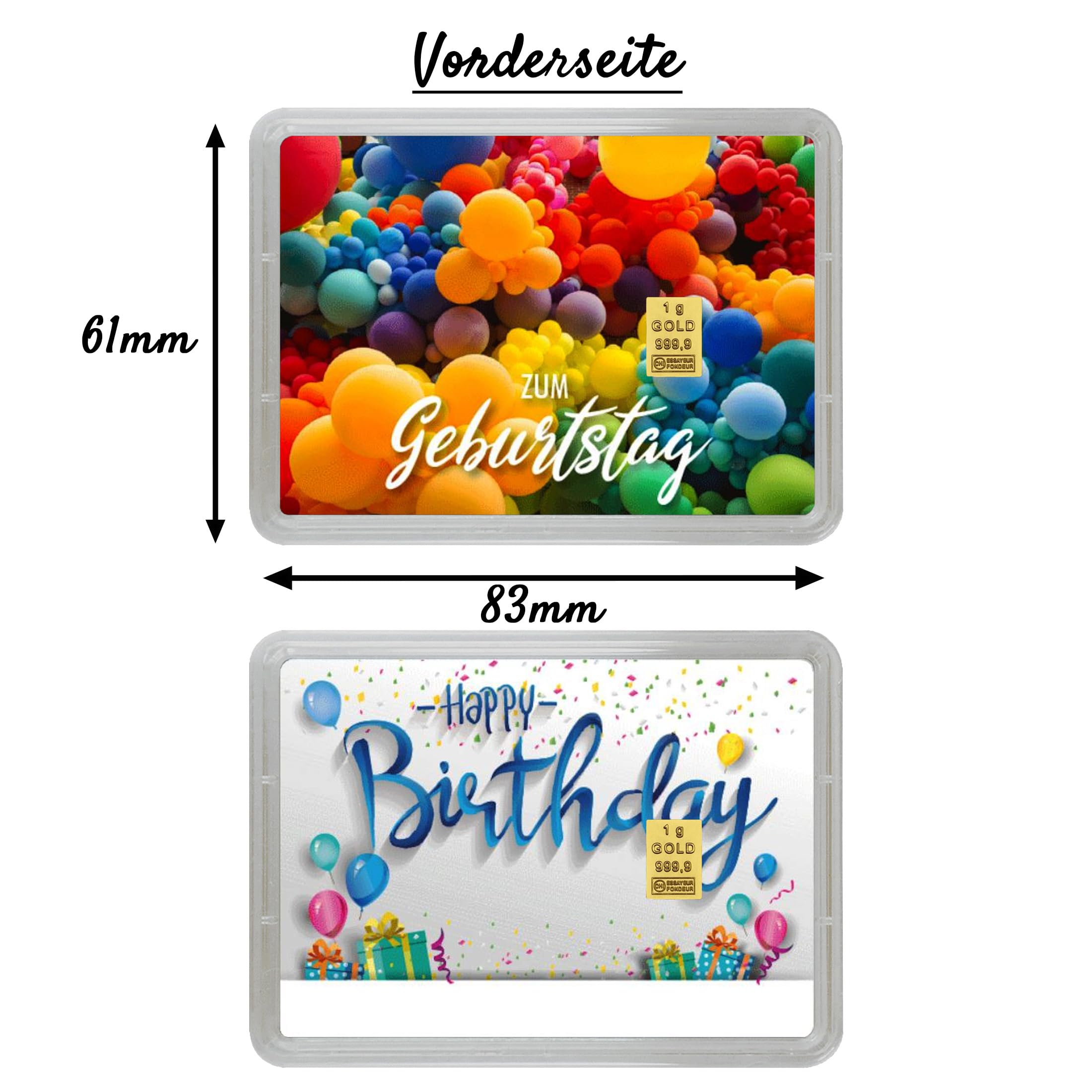 Goldbarren 1g – Geschenk Motivbox “Zum Geburtstag” Tolle Geschenkidee - Feingold 999,9