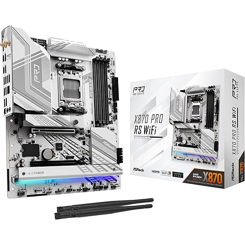 ASRock X870 Pro RS WiFi AMD Ryzen Socket AM5 ATX Motherboard USB4 DDR5 8000 MHz 256 GB SATA3 6.0 Gb/s