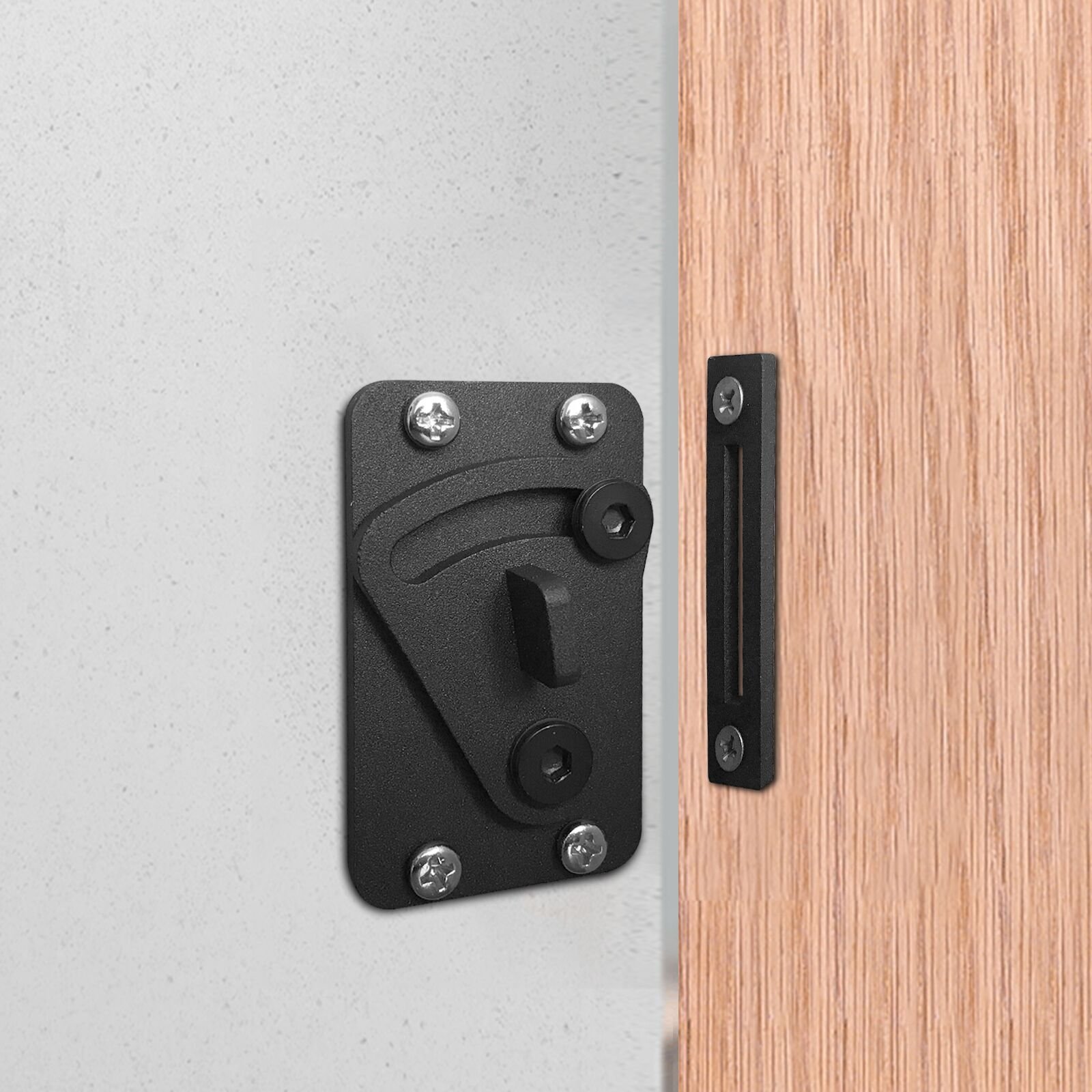 CCJH Sliding Barn Door Lock Gate Lock Pocket Wood Door Latches Black 1