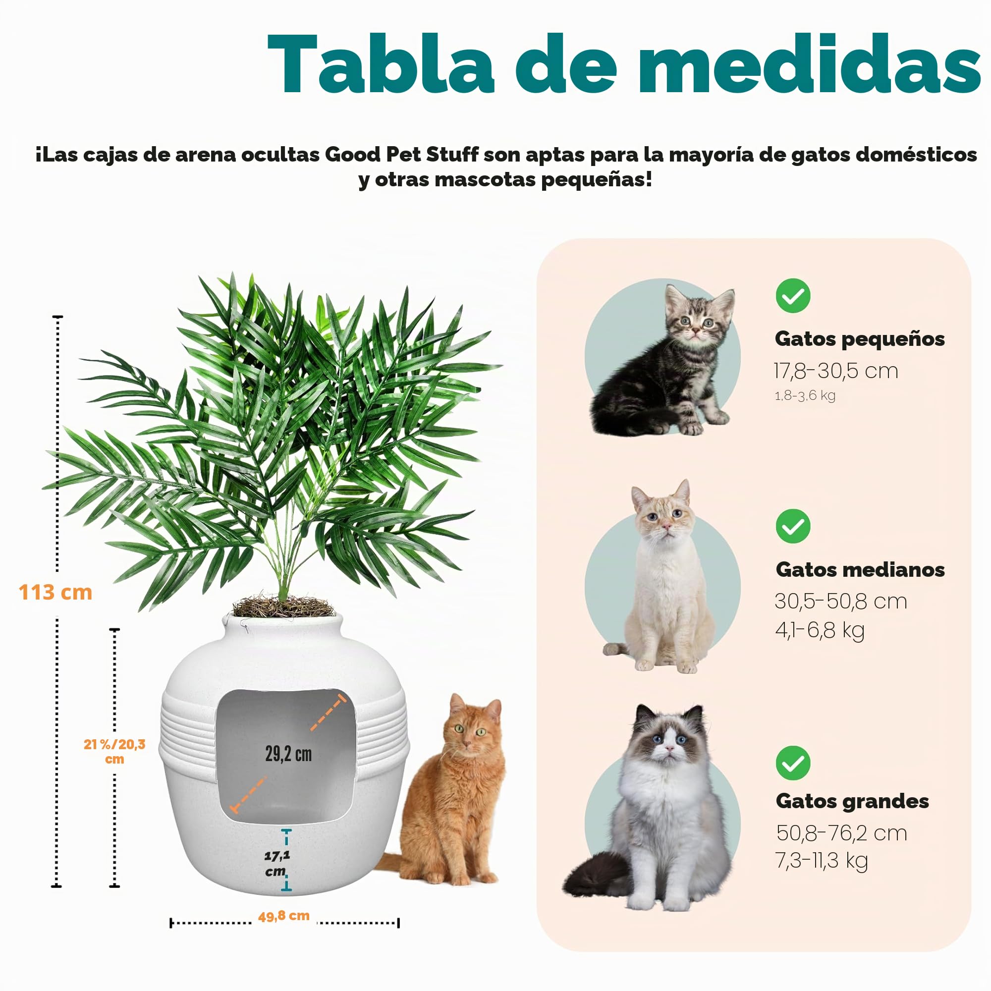 Good Pet Stuff, La Caja de Arena Oculta Original, Plantas Artificiales y Caja de Arena Cerrada para Gatos, ventilada y Filtro de Olor, fácil de Limpiar, Abedul Blanco