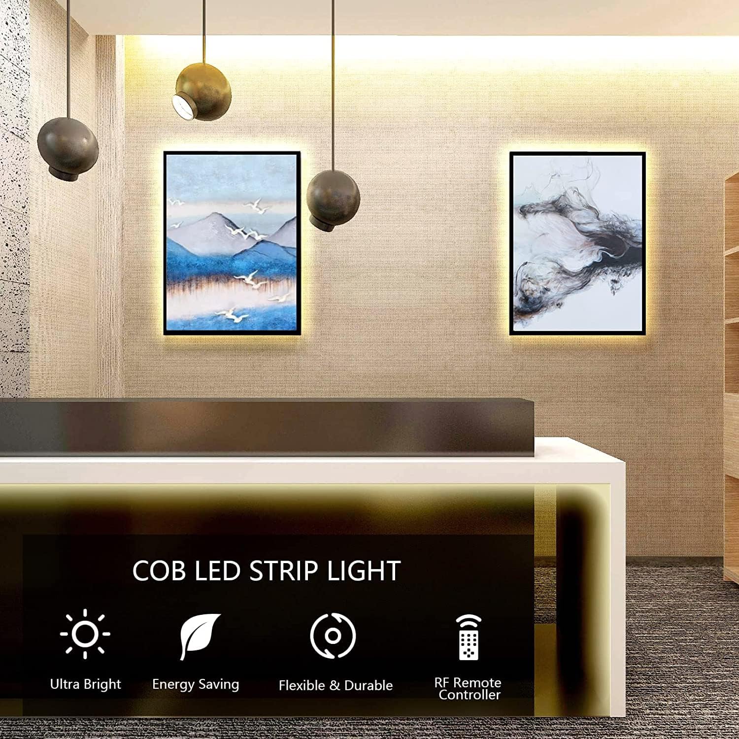 JINABLOSSY 24V Striscia LED COB 10M Bianco Naturale 4000K CRI 93+ Alta Densità 3200 LEDs Alta Luminosità Luci LED per Soggiorno Natale Bar Decorazioni(Solo Striscia)