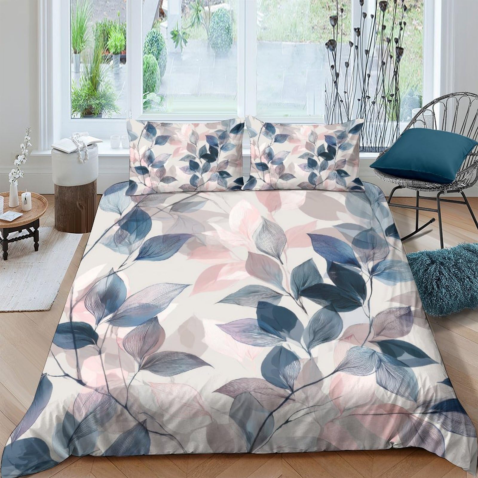 Ctjqhvkz Style-2 3D Printed Watercolor Leaf Fitted Sheet Microfiber Soft Anti-Slip Mattress Cover For Bedroom Dorm Room Decor Single（135X200cm）