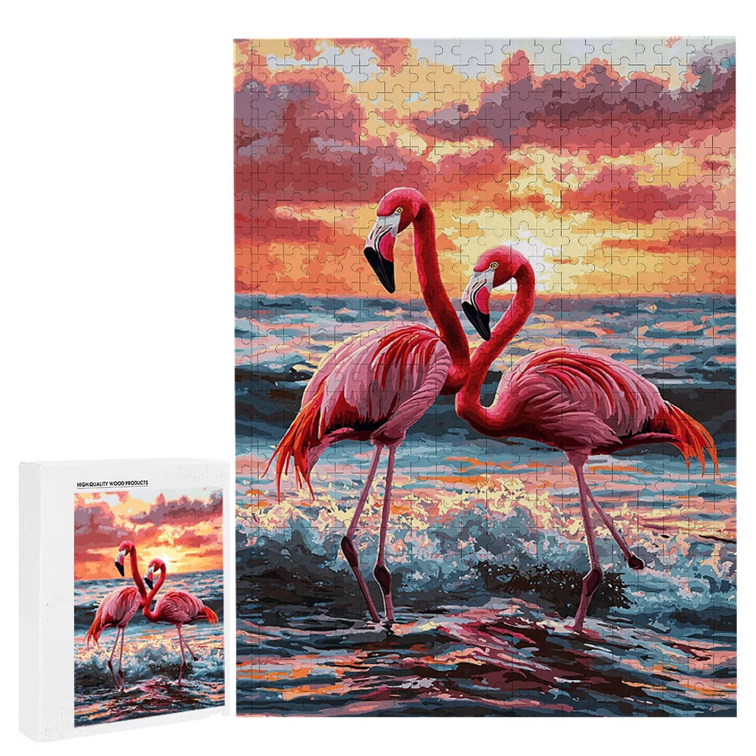 Puzzle dla dorosłych, 1000 elementów, flaming, 1000 elementów, puzzle dla dorosłych, gra edukacyjna, 76 x 50 cm, odpowiednie do dekompresji i dekoracji ścian pokoju, prezenty j-458