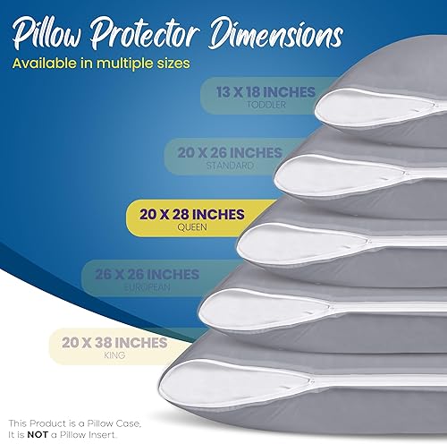 Miniatura 2 de Utopia Bedding Protector de almohada impermeable con cremallera (paquete de 4) Queen Grey - Funda de almohada a prueba de chinches de 20 x 28