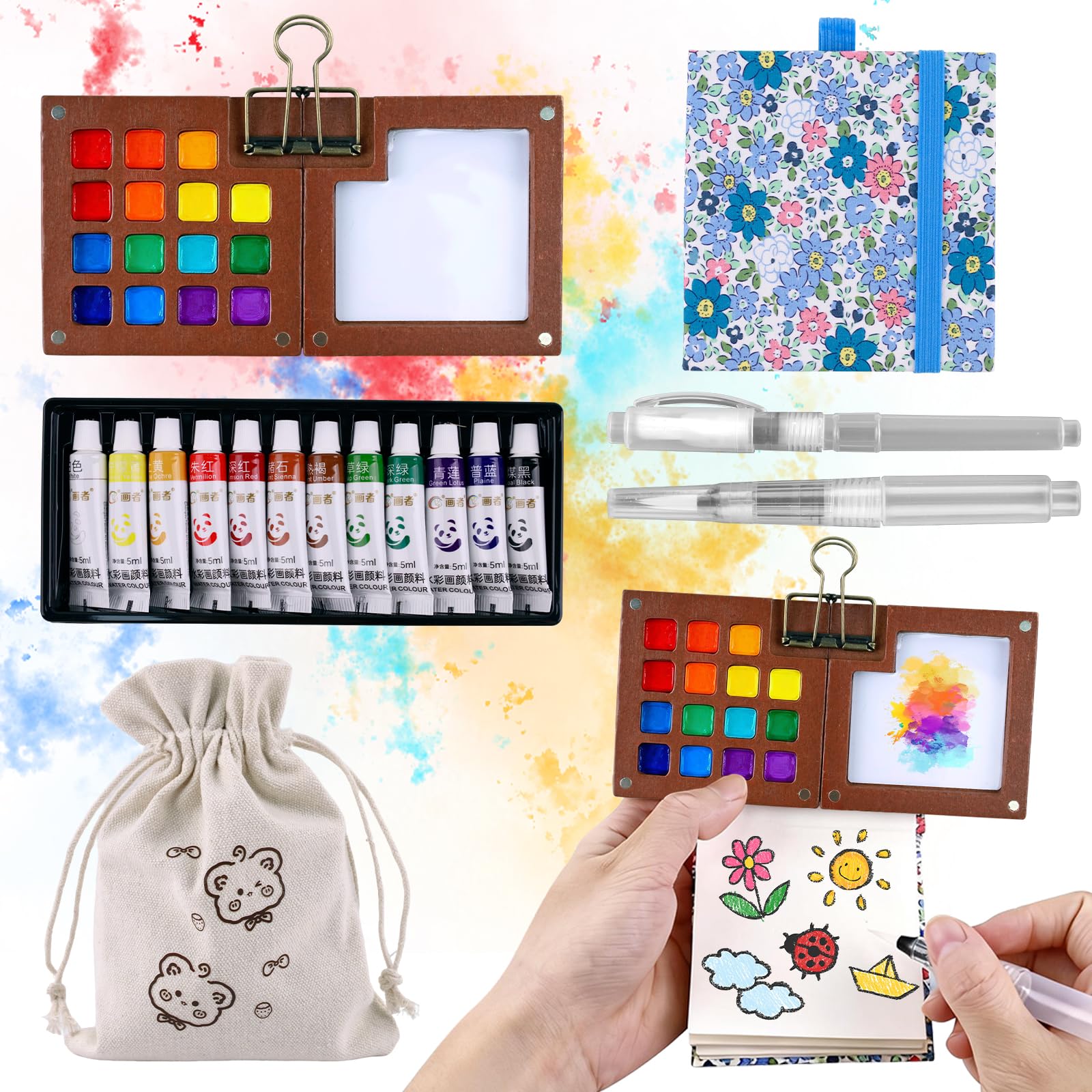 Kit de paleta de acuarela de viaje MEMOVAN que cabe en tu bolsillo