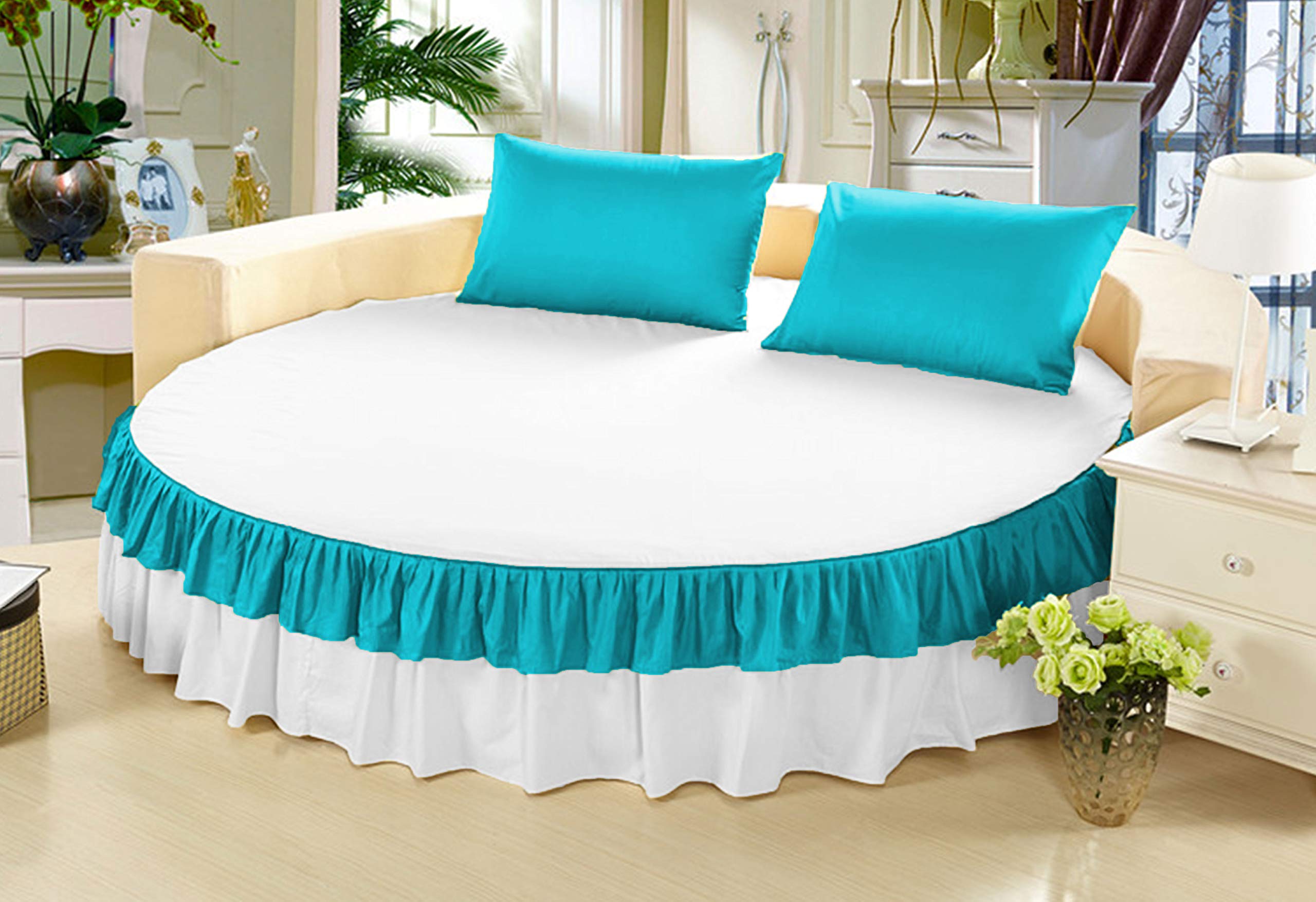 Falda de cama redonda de 213 cm en algodón egipcio de 600 hilos