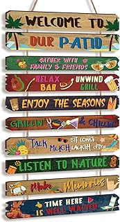 Outdoor Patio Rules Signs 11 x 23 Inches Wood Patio Decorative Signs Decor Outdoor Funny Plaque Decorations for Art Porch Backyard Home Birthday Gift