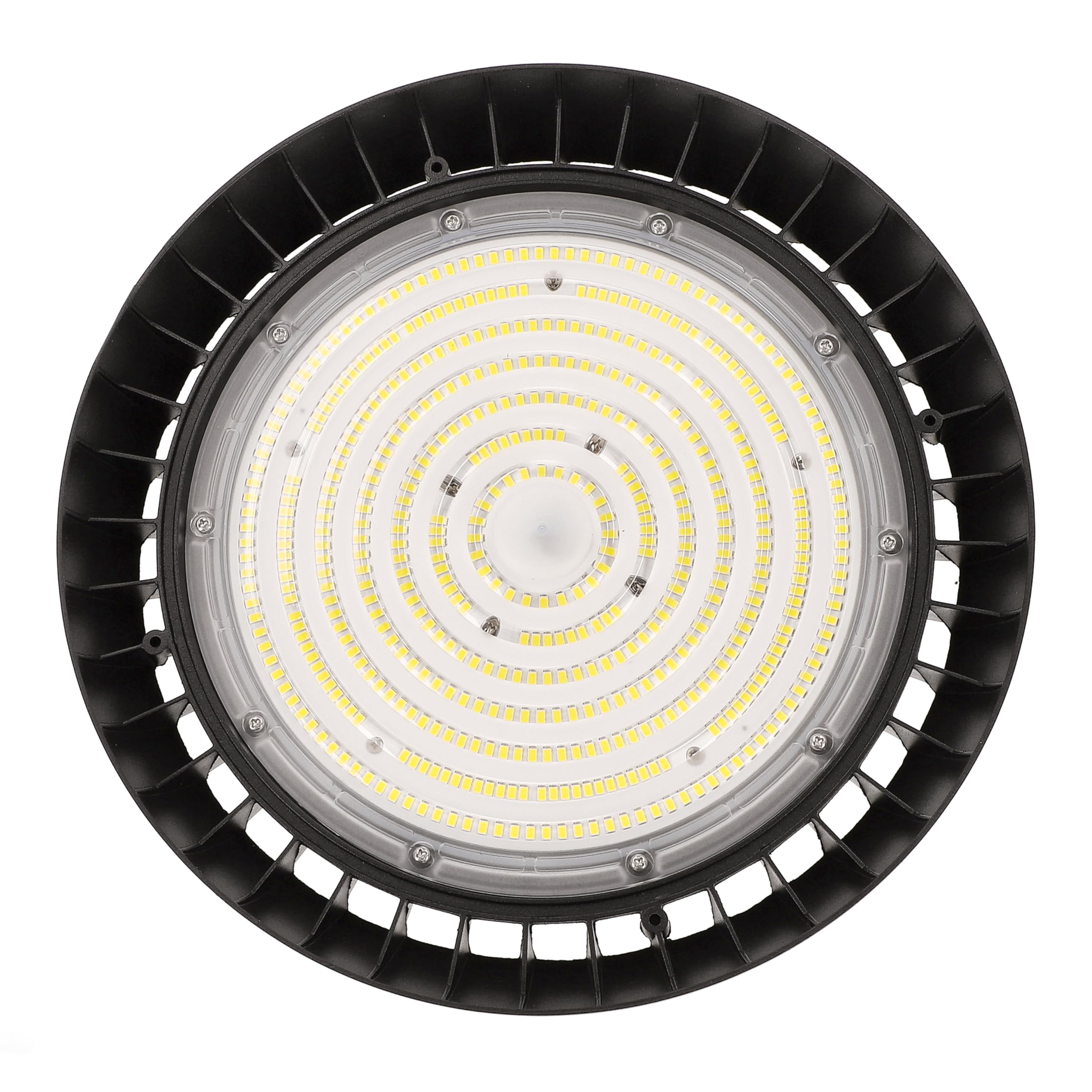 LED High Bay Hallenstrahler 150W mit PREMIUM-Marken-Treiber dimmbar (1-10V) kaltweiß 6000K 31.500lm 210lm/W 90° IP65 Industrielampe Werkstattbeleuchtung Ø300xH110mm 5 Jahre Garantie