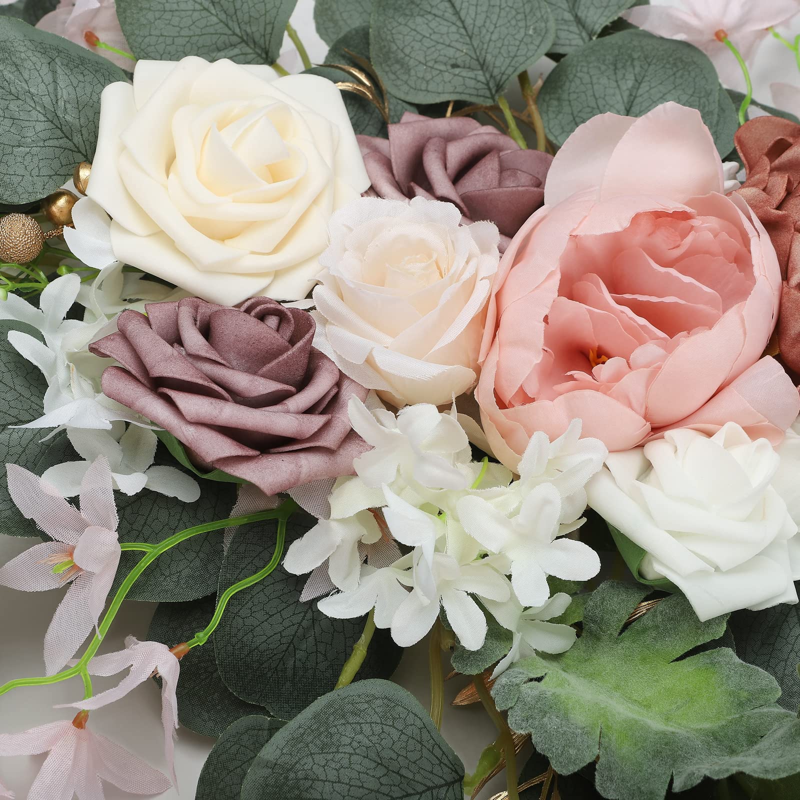 Hochzeitsbogen-Blumen-Set, 2 Stück, Künstliche Rosenblüten, Hochzeitsblumen, Blumenarrangement, Girlande für Hochzeitsfeier, Willkommenszeremonie, Schild und Empfangshintergrund,(Sekt)