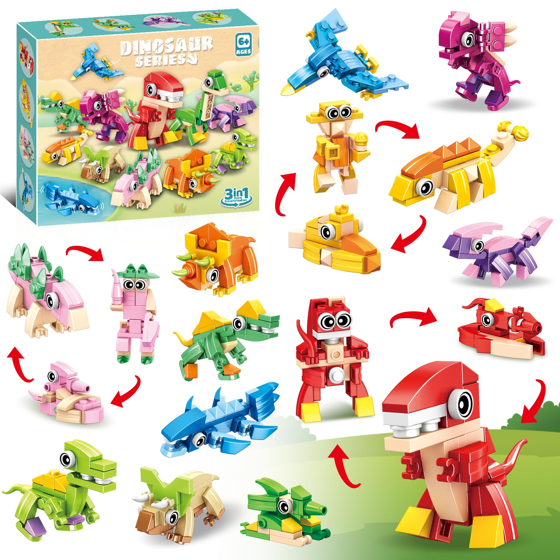 Amazon.com: ZIYOSTAR 12 Packs 36 Kinds of Dinosaurs Building