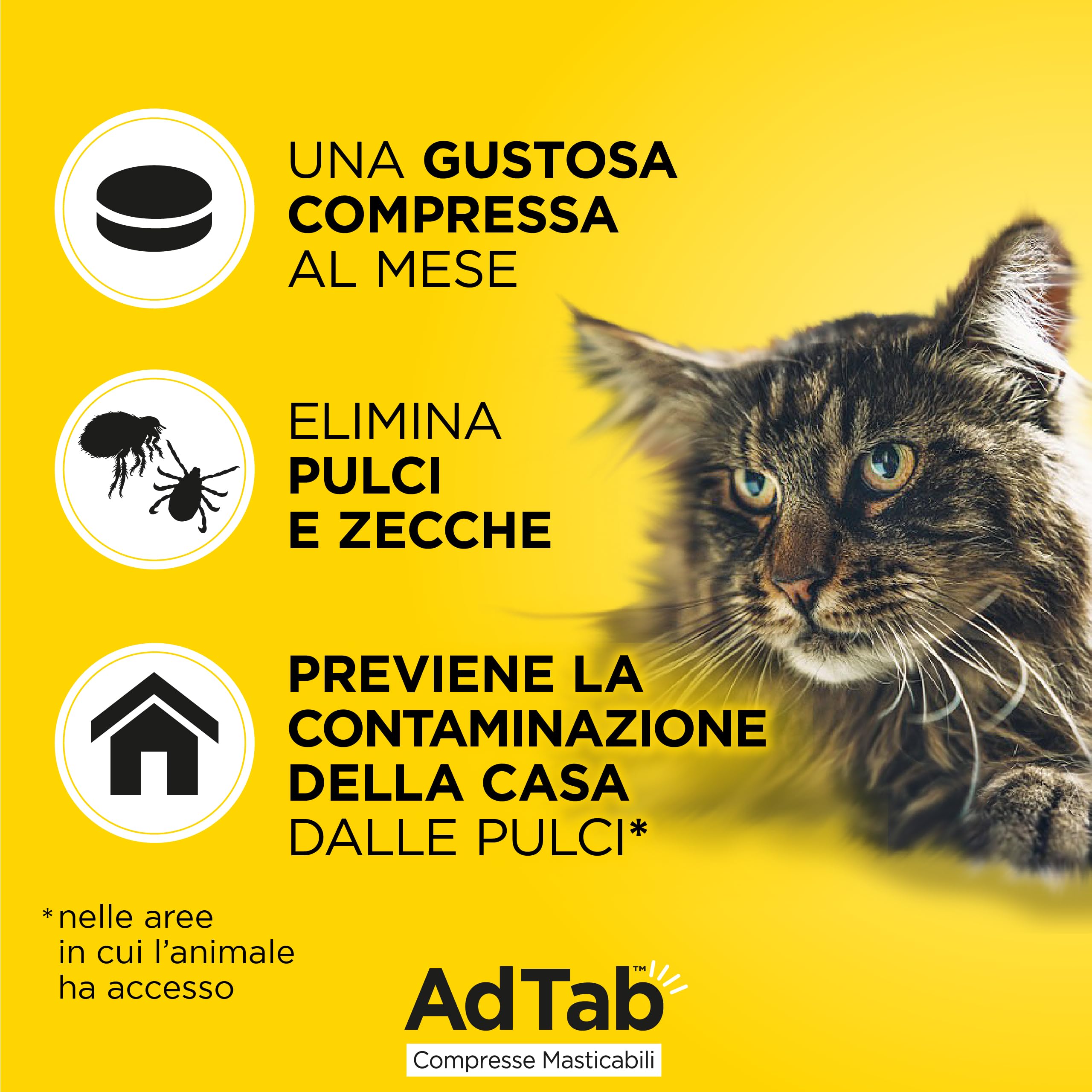 AdTab Compresse Masticabili per gatti da 2,0-8,0 Kg - 3 compresse