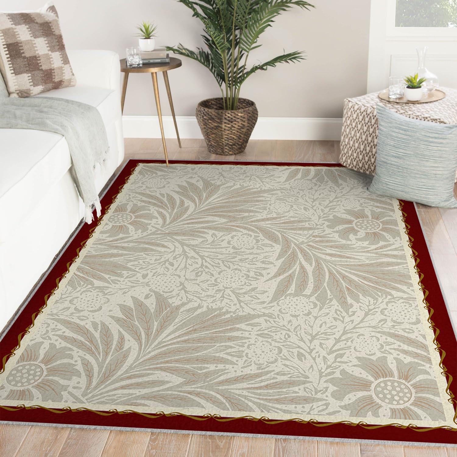 Descente de lit florale lavable et antidérapante pour chambre