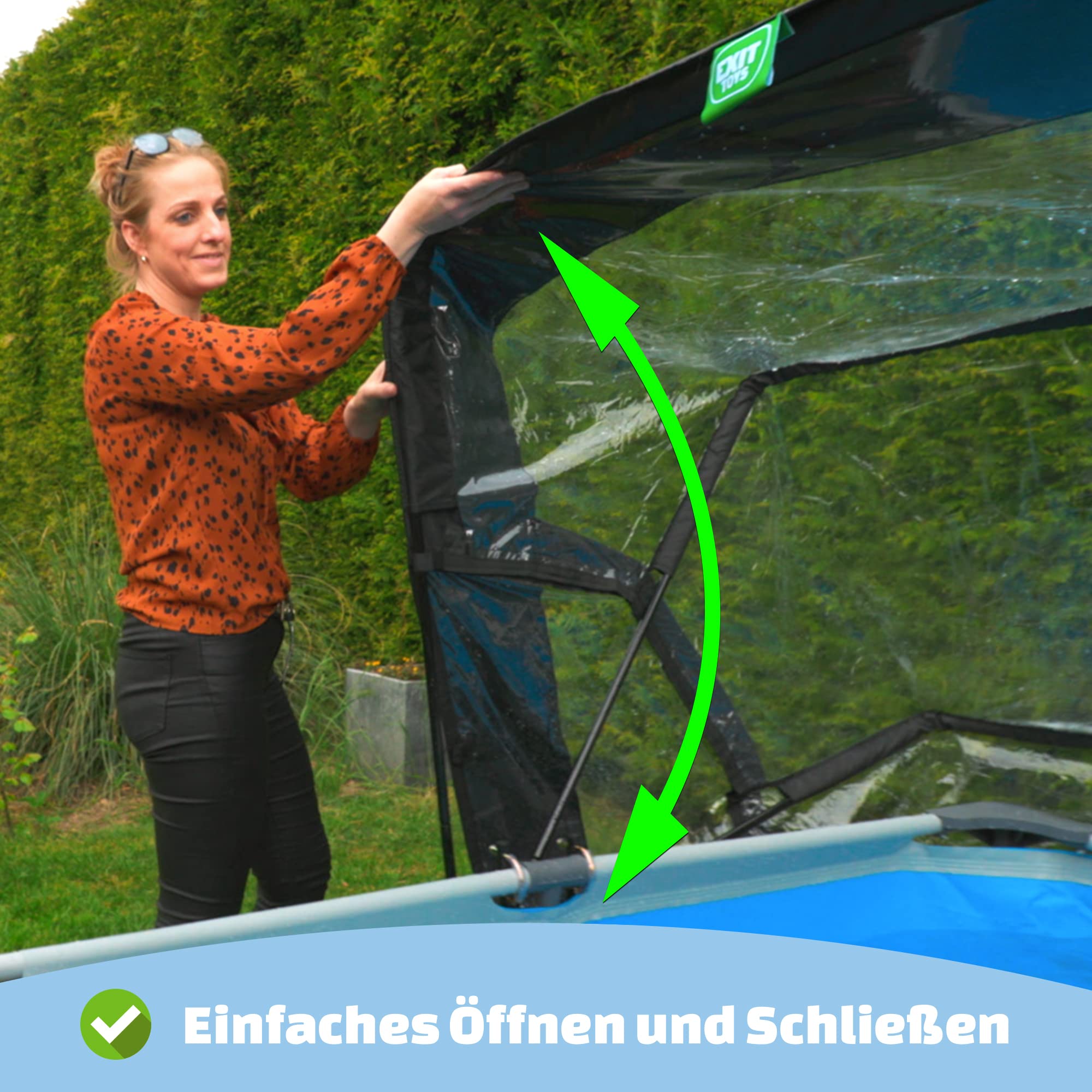 EXIT Toys Poolabdeckung Rechteckig 300 x 200 cm Universell für Rahmenpools – Hält Wasser Warm und Sauber – Poolüberdachung mit Verbindungsset für Viele Marken – Transparent