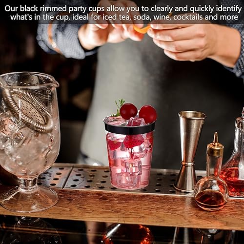 Miniatura 3 de Norme 50 vasos desechables de plástico transparente de 10 onzas para fiestas, vasos con borde para bodas, día de Acción de Gracias, Navidad, beber