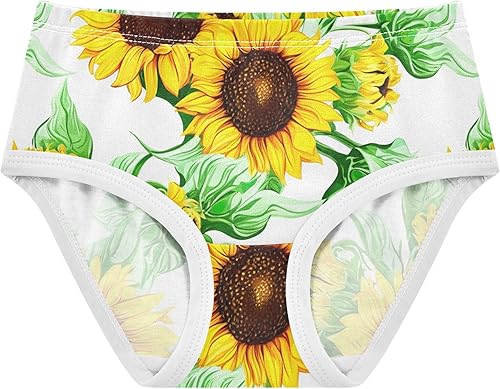 GAIGEO Girls Underwear Toddler Cotton Girl Panties Cute Durable Briefs Girls Undies Vibrant Sunflowers Green