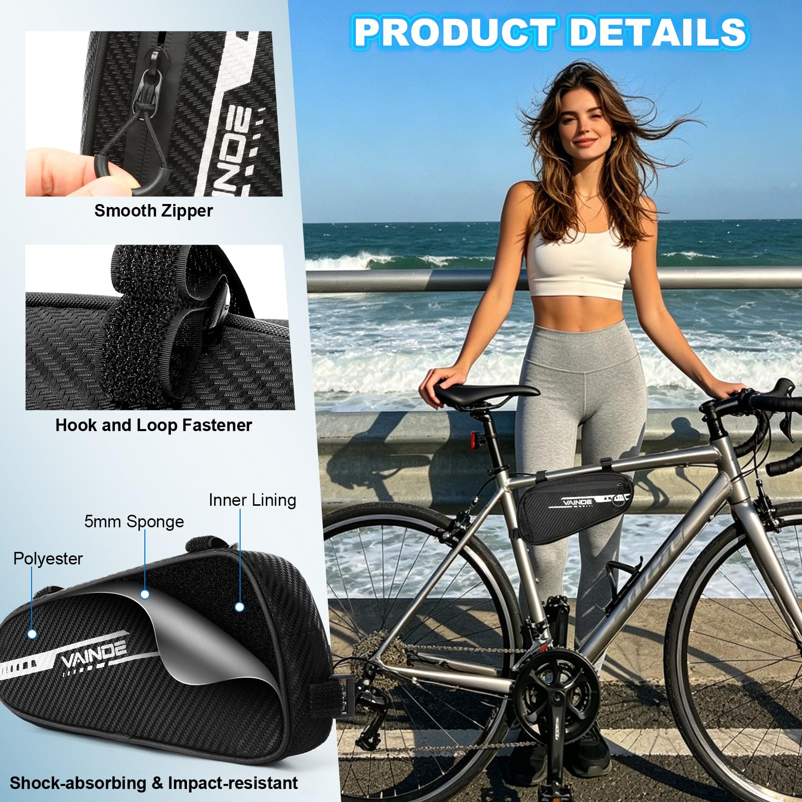 2er Set Fahrradtasche Rahmen, Rahmentasche Fahrrad, Lenkertasche Wasserabweisend Handytasche für Smartphone bis zu 6.8 Zoll mit TPU Sensitivem Touchscreen für Montainbikes, Rennrad, Ebikes.