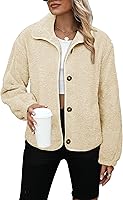 Glamaker Women's Sherpa Fleece Fuzzy Jacket: Warm Button-Down Winter Coat with Pockets, Fall 2025 Casual Fluffy Long Sleeve
