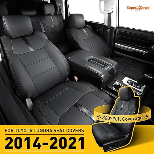 Miniatura 3 de Super Funda para Toyota Tundra 2014-2021 (solo CrewMax), protectores de asiento de cuero completamente cubiertos para Tundra 2021 2020 2019 2018