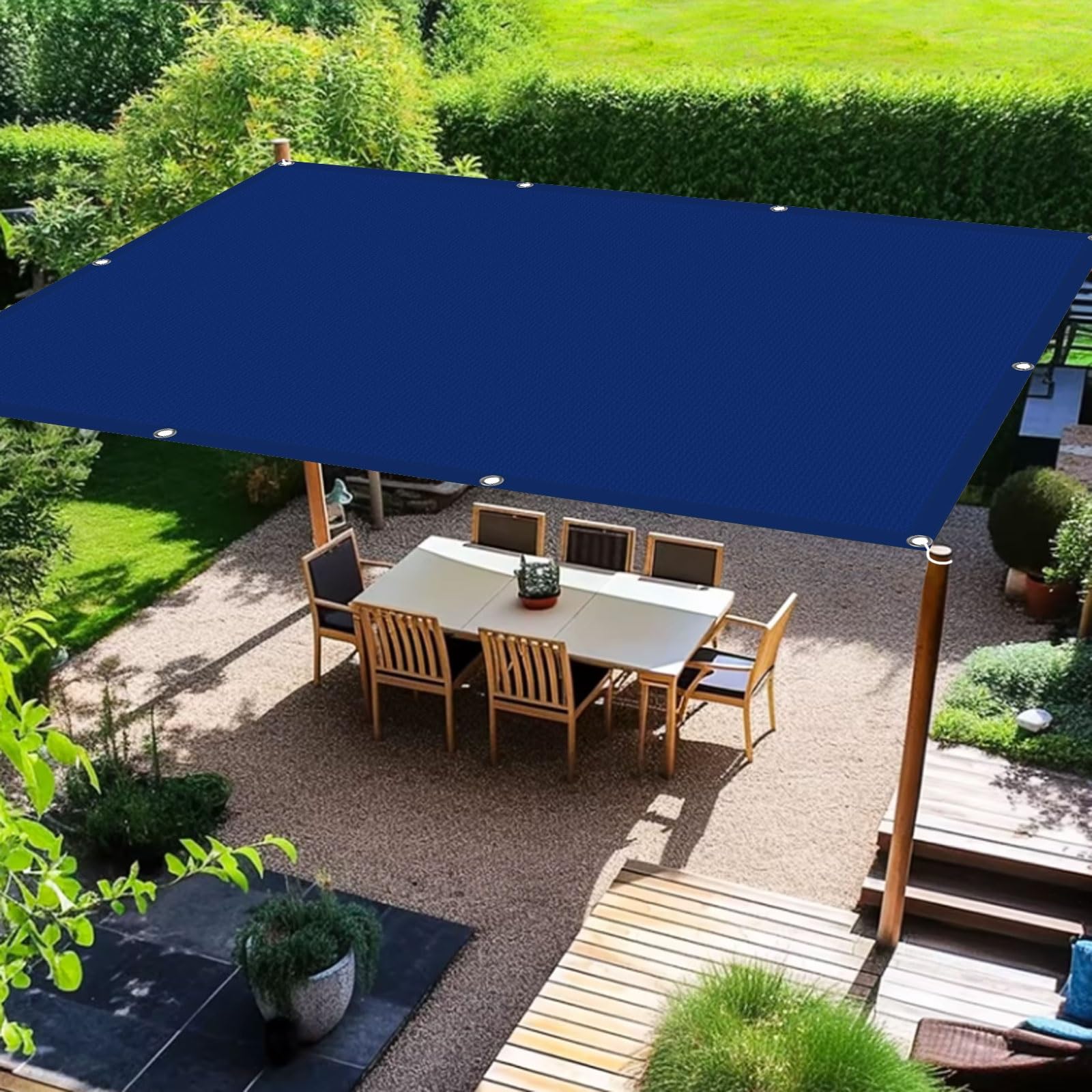 Voile d'ombrage rectangulaire anti-UV et imperméable avec oeillets pour un grand jardin ombragé