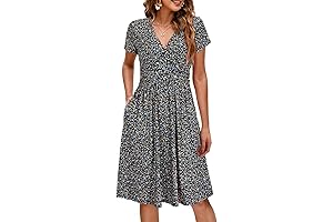 Women's Fashion V Neck Midi Dress with Pockets for Maternity and Nursing