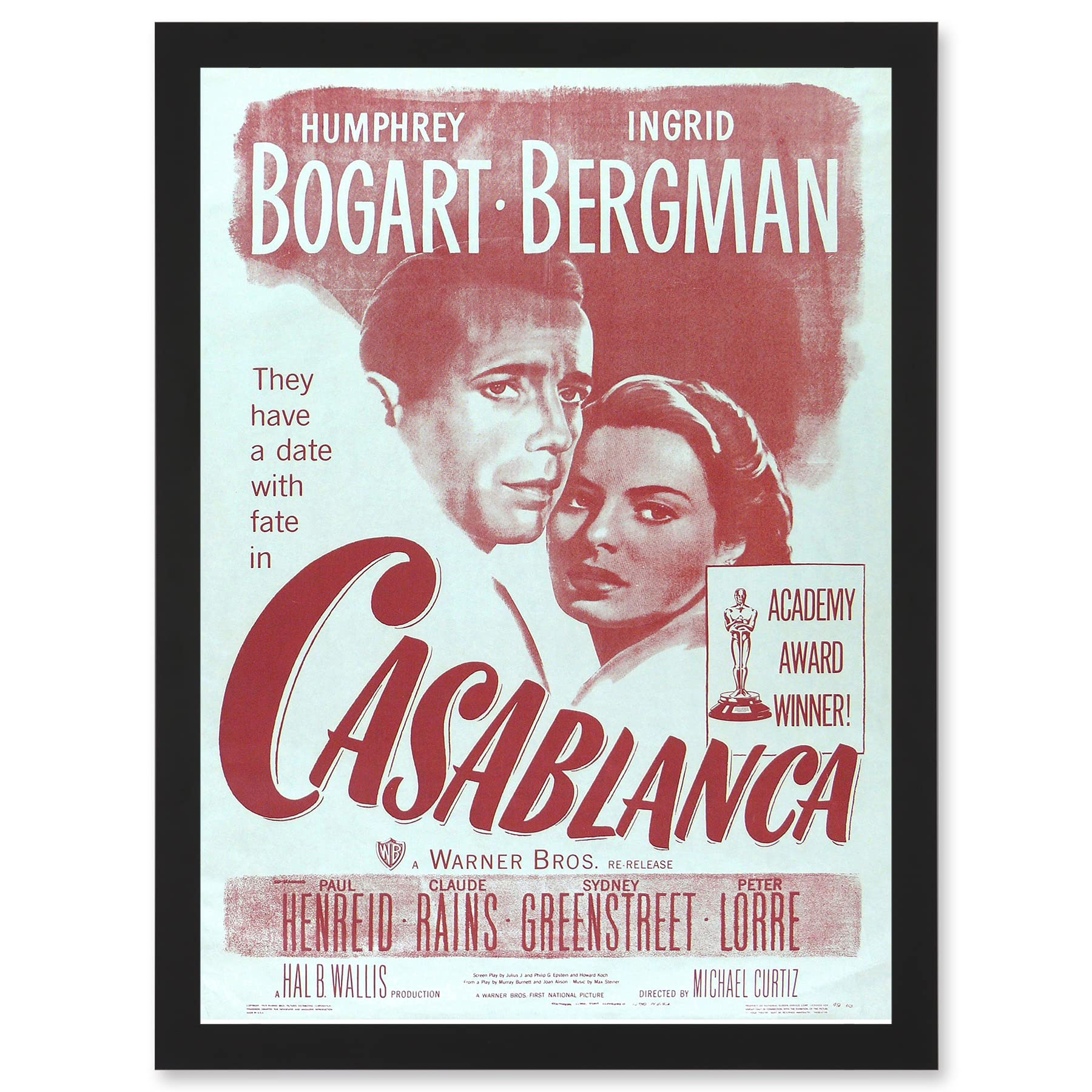 Artery8 Movie Film Casablanca Bogart Bergman Classic Cult Wall Art PrintA4 Size from B&Q