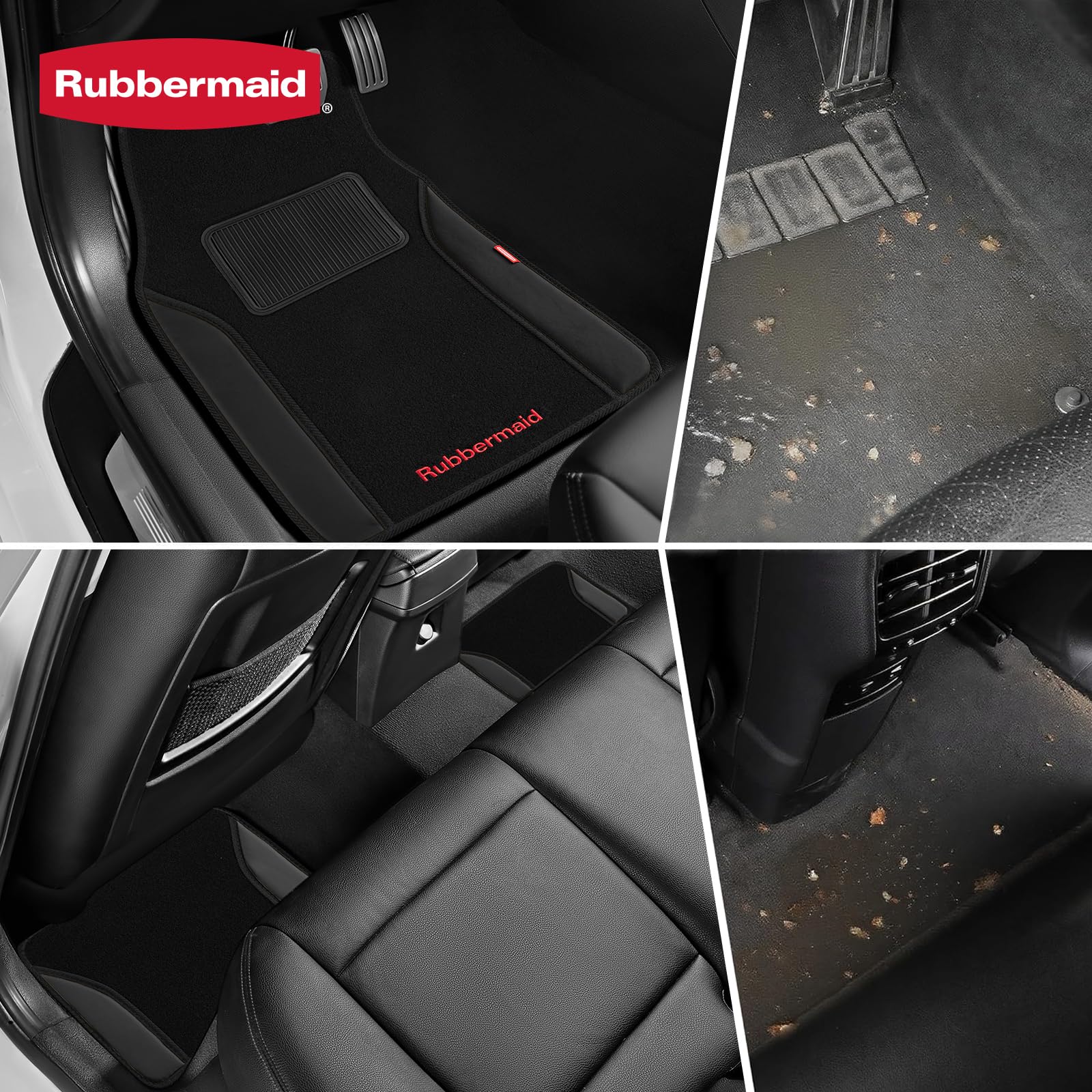 Rubbermaid Car Mats Carpeted Floor Car Mat with Faux Leather Built-in Heel Pad Two-Tone Car Rug Floor Mats — view 4