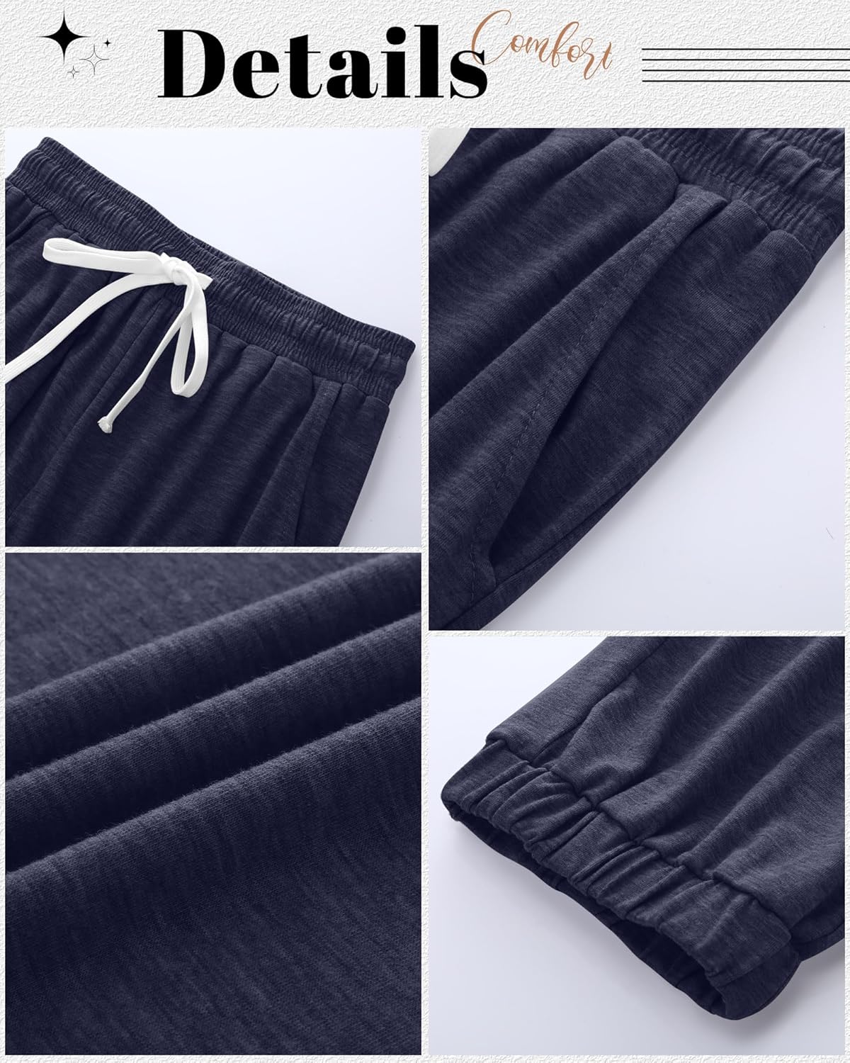 Ficerd 3 Pack Women's Plus Size Capri Sweatpants Cotton Drawstring Joggers Cropped Athletic Lounge Pants with Pockets