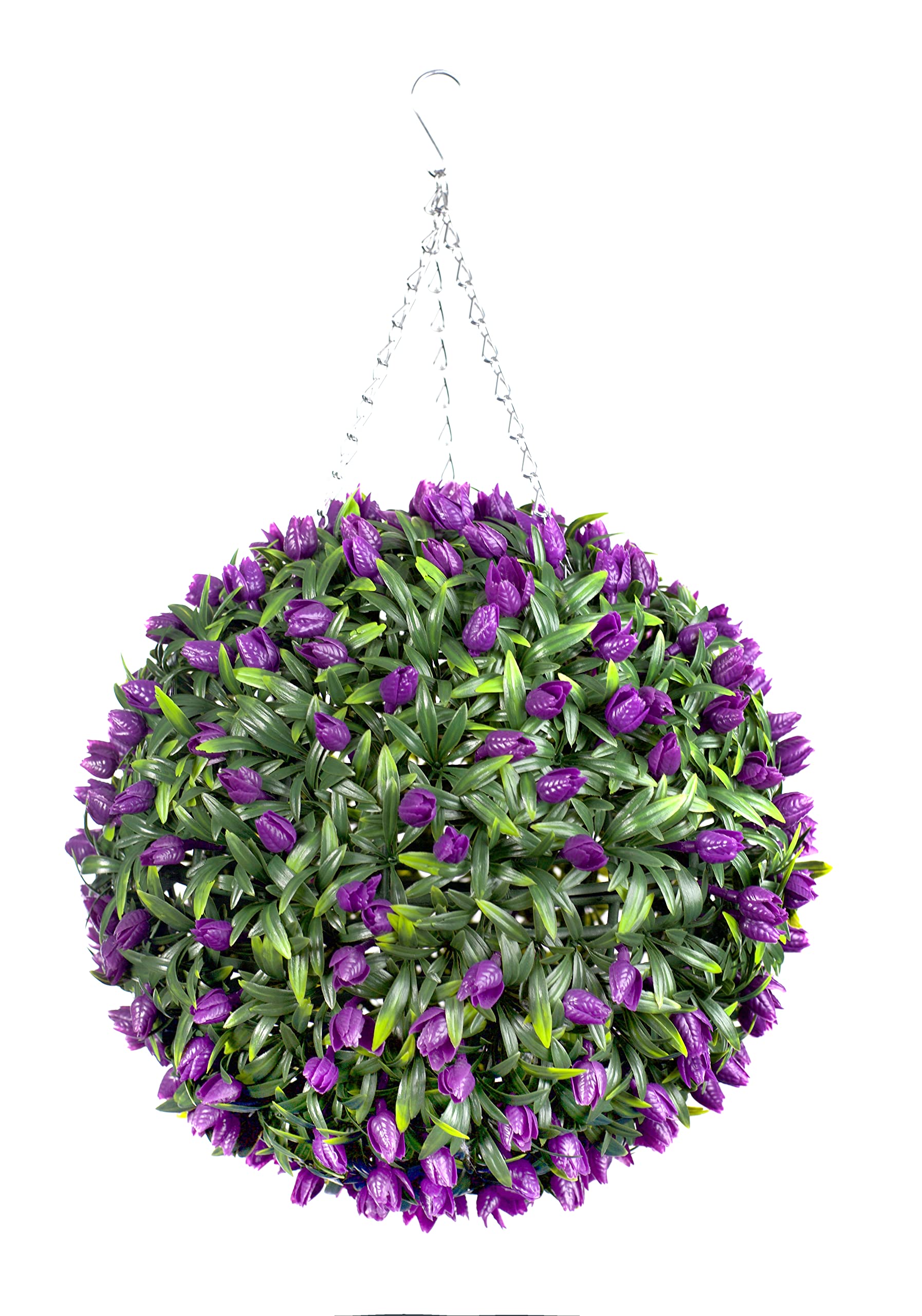 Best Artificial Purple Tulip Flower Ball Lush Long Leaf Topiary Grass (38Cm, )