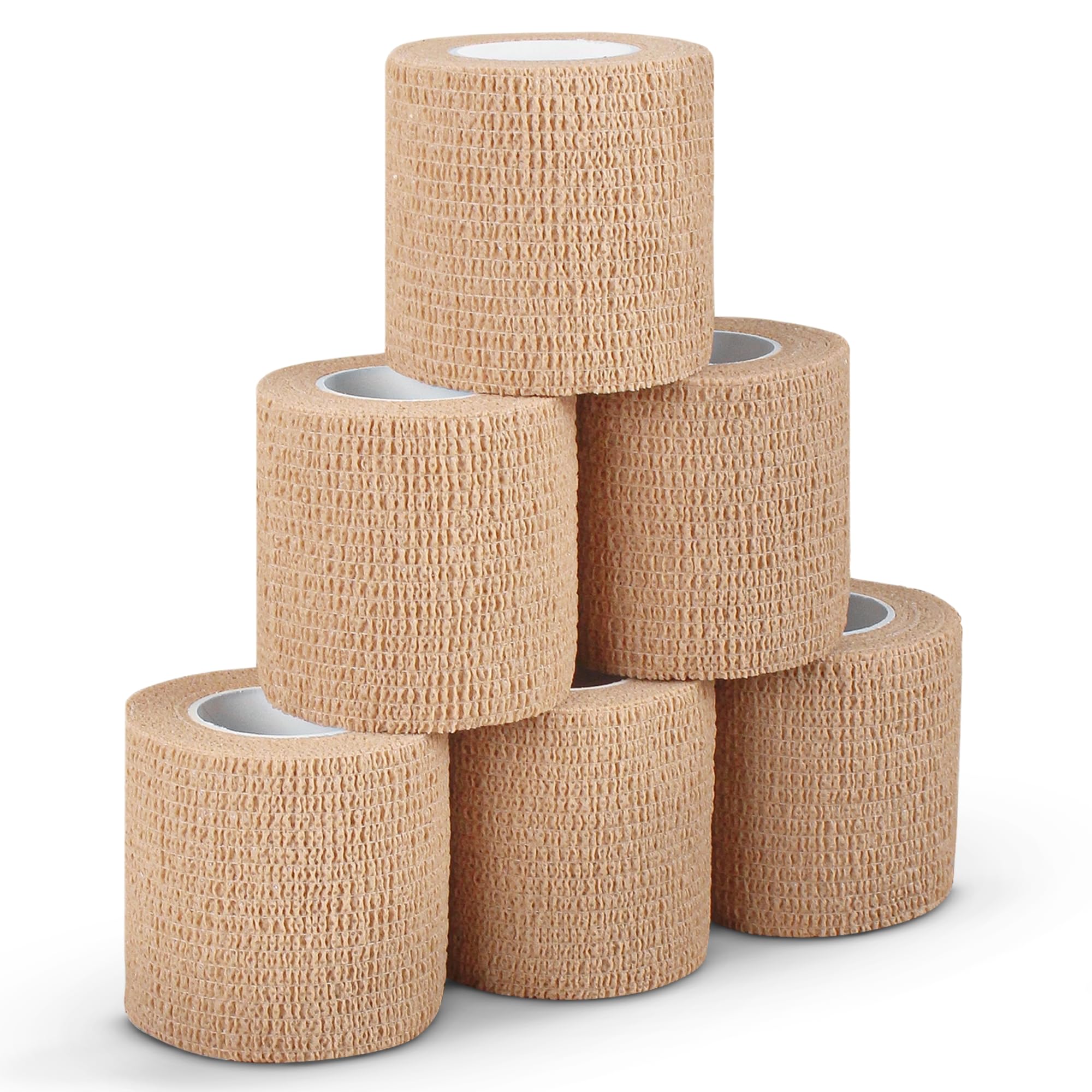 Ever Ready First Aid Self Adherent Cohesive Bandages 3" x 5 Yards - 6 Count, Tan