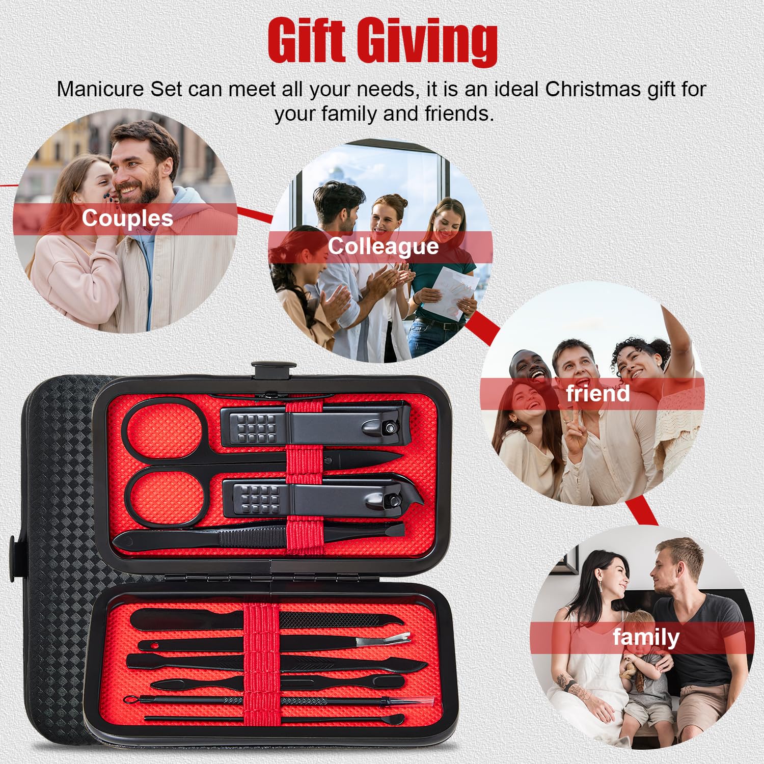 Juego de manicura 10 en 1 para hombre, kit de cortaúñas de viaje para hombres y mujeres, kit de aseo de uñas para hombres, cumpleaños, día de Acción de Gracias, regalos para él, ella, niños, niñas, 3