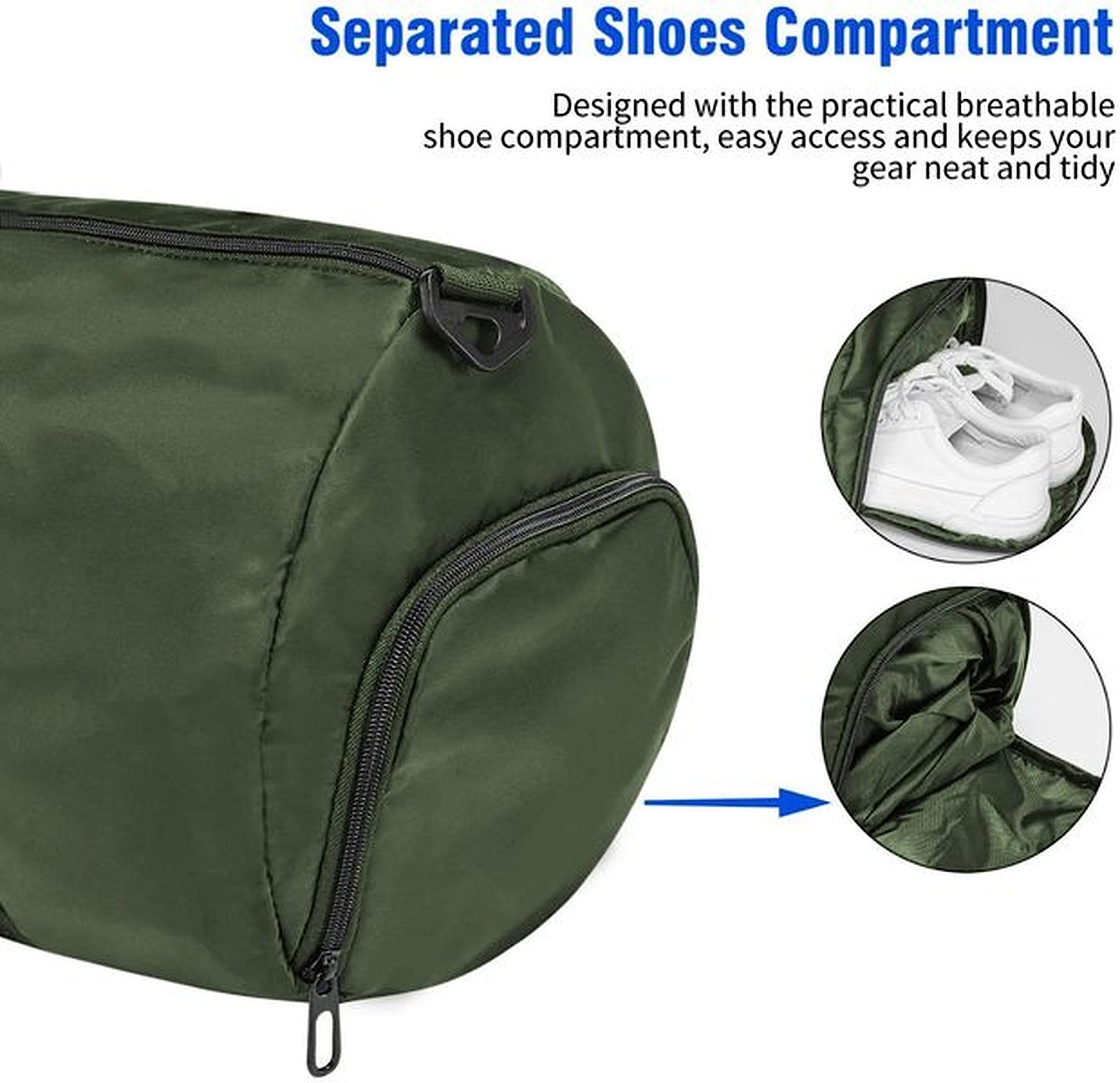 Gym Duffle Bag with Shoe Compartment Foldable Men Women Travel Fitness Holdall Sports Bags - Image 4