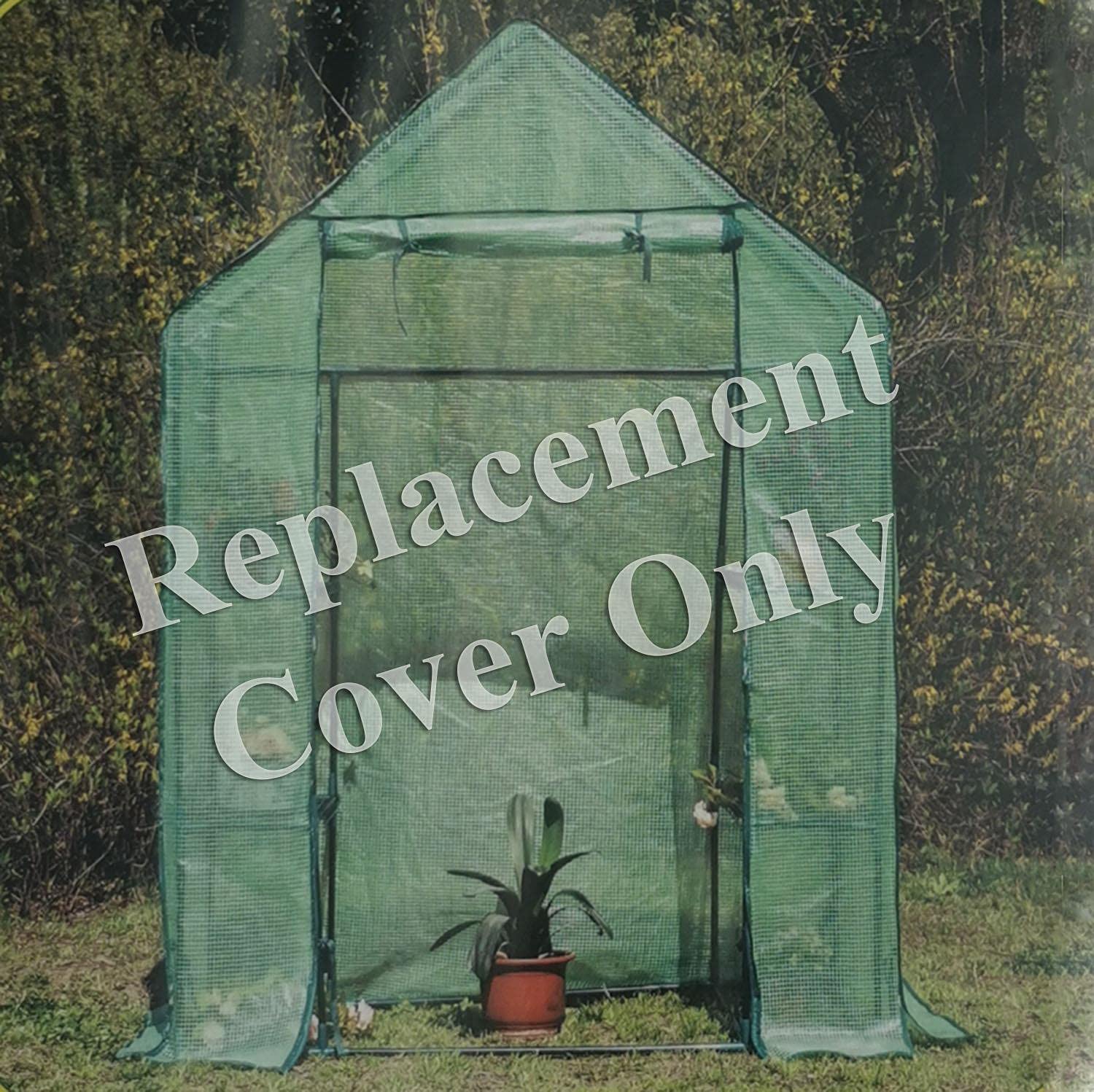 Faboer® Spare Walk-in Greenhouse Cover Replacement with Roll-up Door 143 x 73 x 195cm Reinforced PE Hot House Heavy Duty Greenhouse Cover - Green