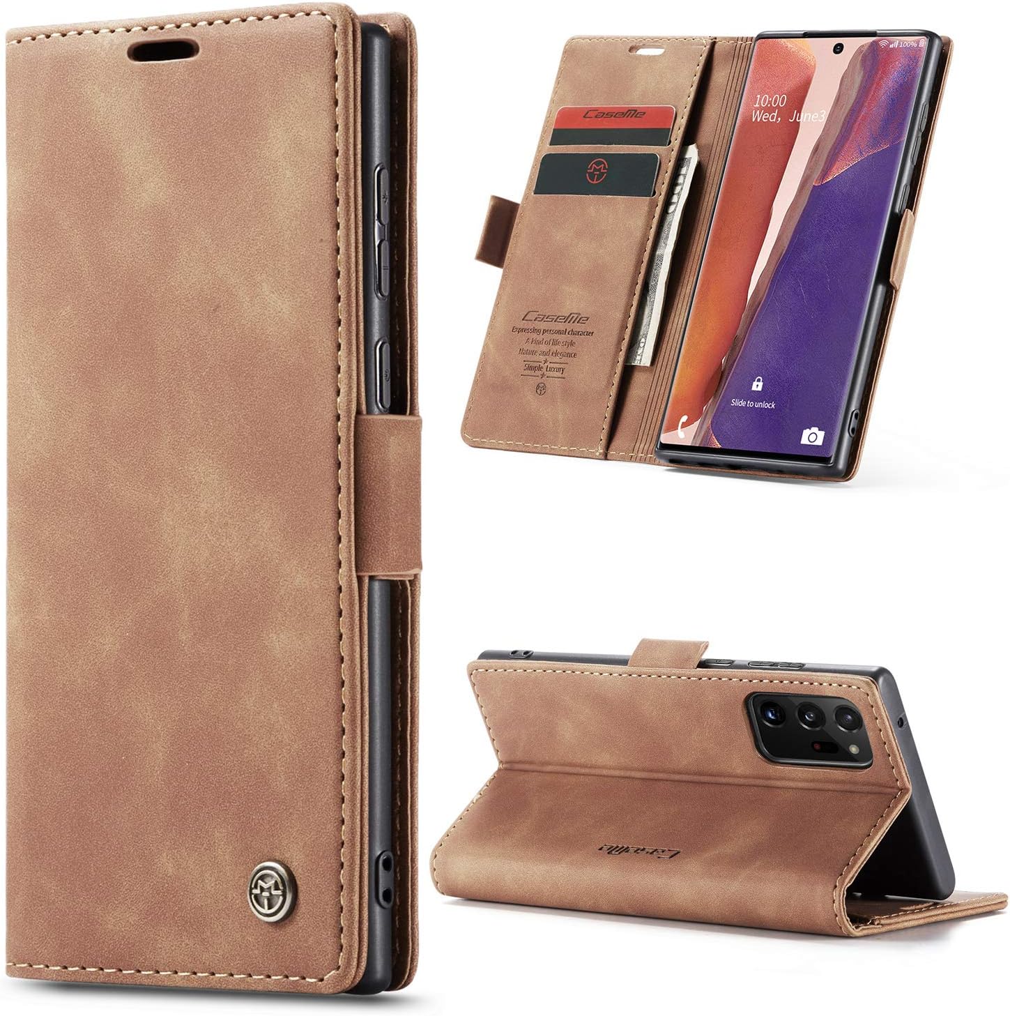 Kowauri Galaxy Note 20 Ultra Case,Leather Wallet Case Classic Design with Card Slot and Magnetic Closure Flip Fold Case for Samsung Note 20 Ultra 5G (Brown)