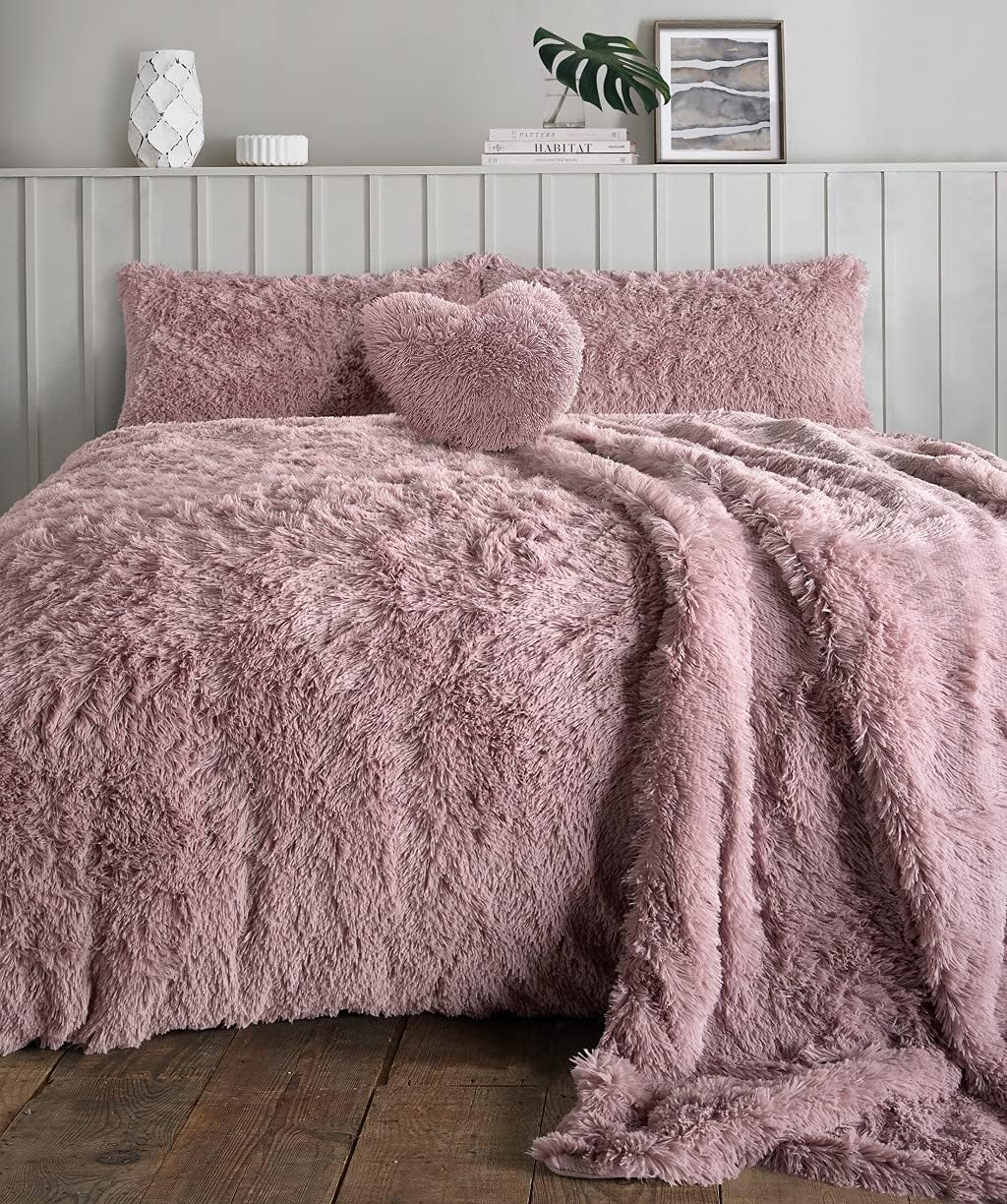 Axcent Comfort Cuddle Long Pile Teddy Fleece Fur Duvet Cover Sets Double Blush Pink Winter Plush Sherpa Fleece Duvet Cover & 2 Pillowcases Soft Cosy Shaggy Fluffy Bedding Quilt Covers Sets โ image 1