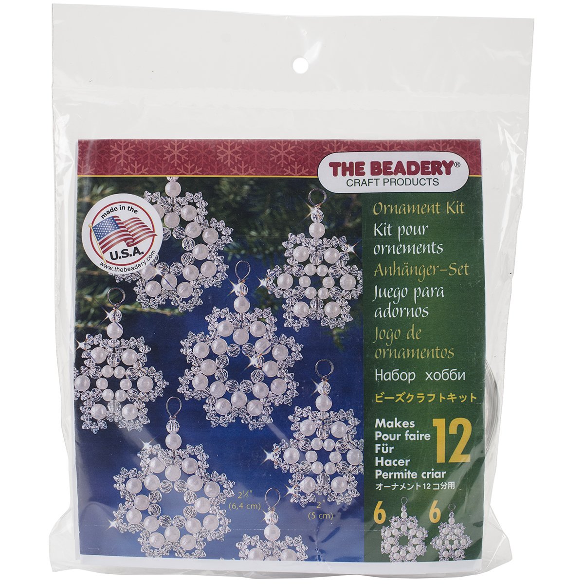 The Beadery Crystal & Pearl Flakes Ornament Kit, Makes 12 Ornaments, 7335