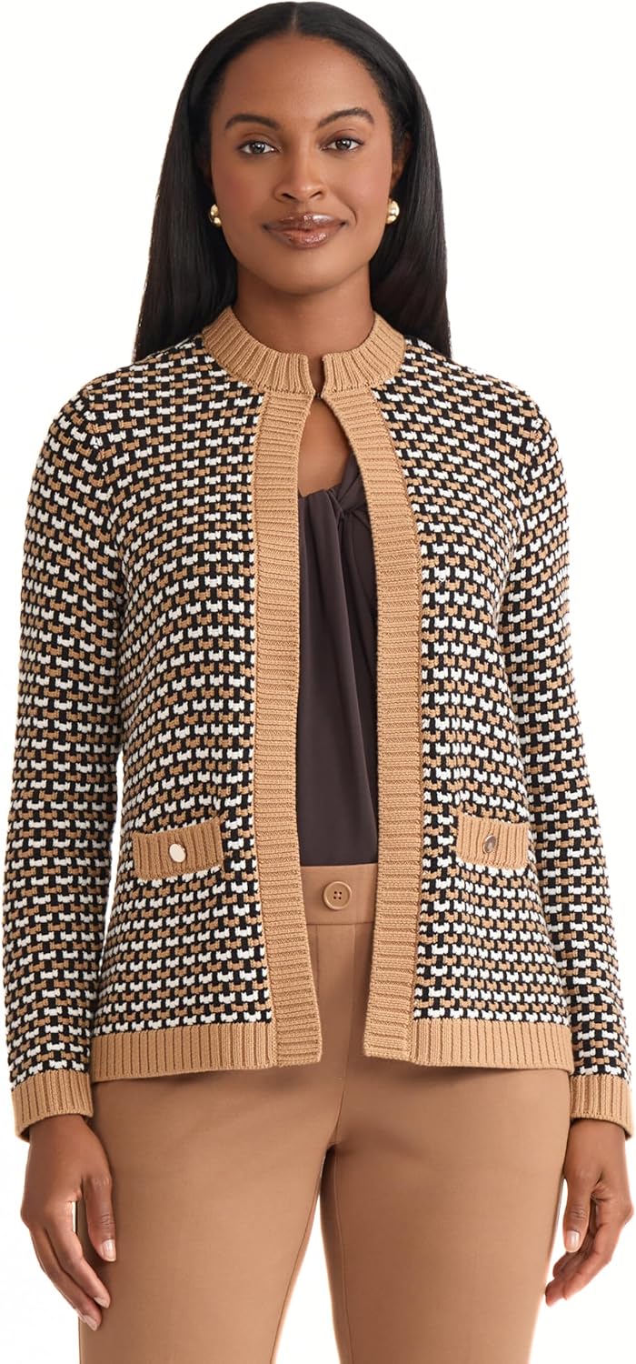 Kasper Women's Textured Cardigan Sweater