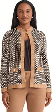 Kasper Womens Textured Cardigan Sweater