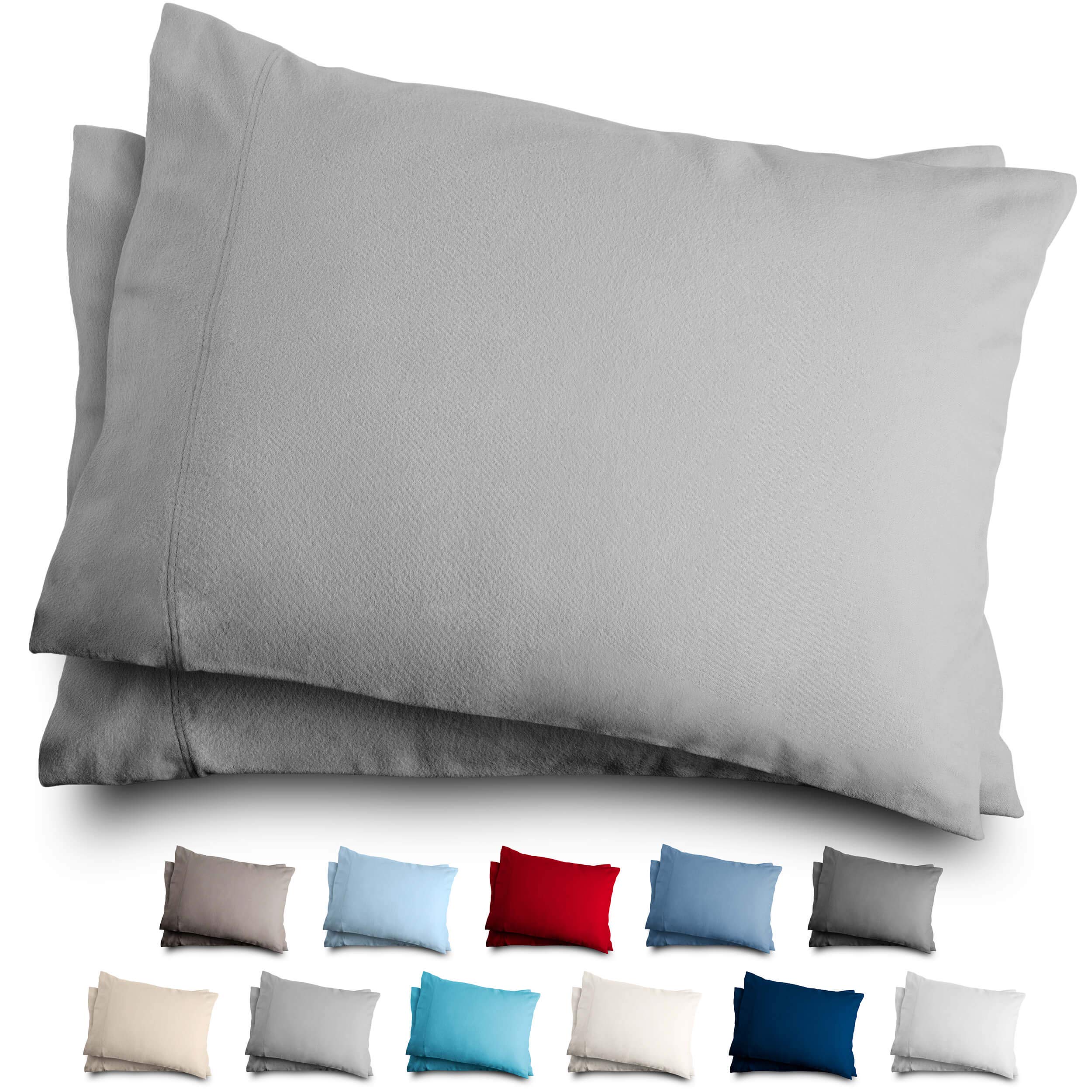 Bare Home Flannel Standard Pillowcases Set of 2-100% Cotton - Velvety Soft & Cozy - Double Brushed Heavyweight Flannel Pillowcases (Standard Pillowcase Set of 2, Light Grey)OEKO-TEX STANDARD 100