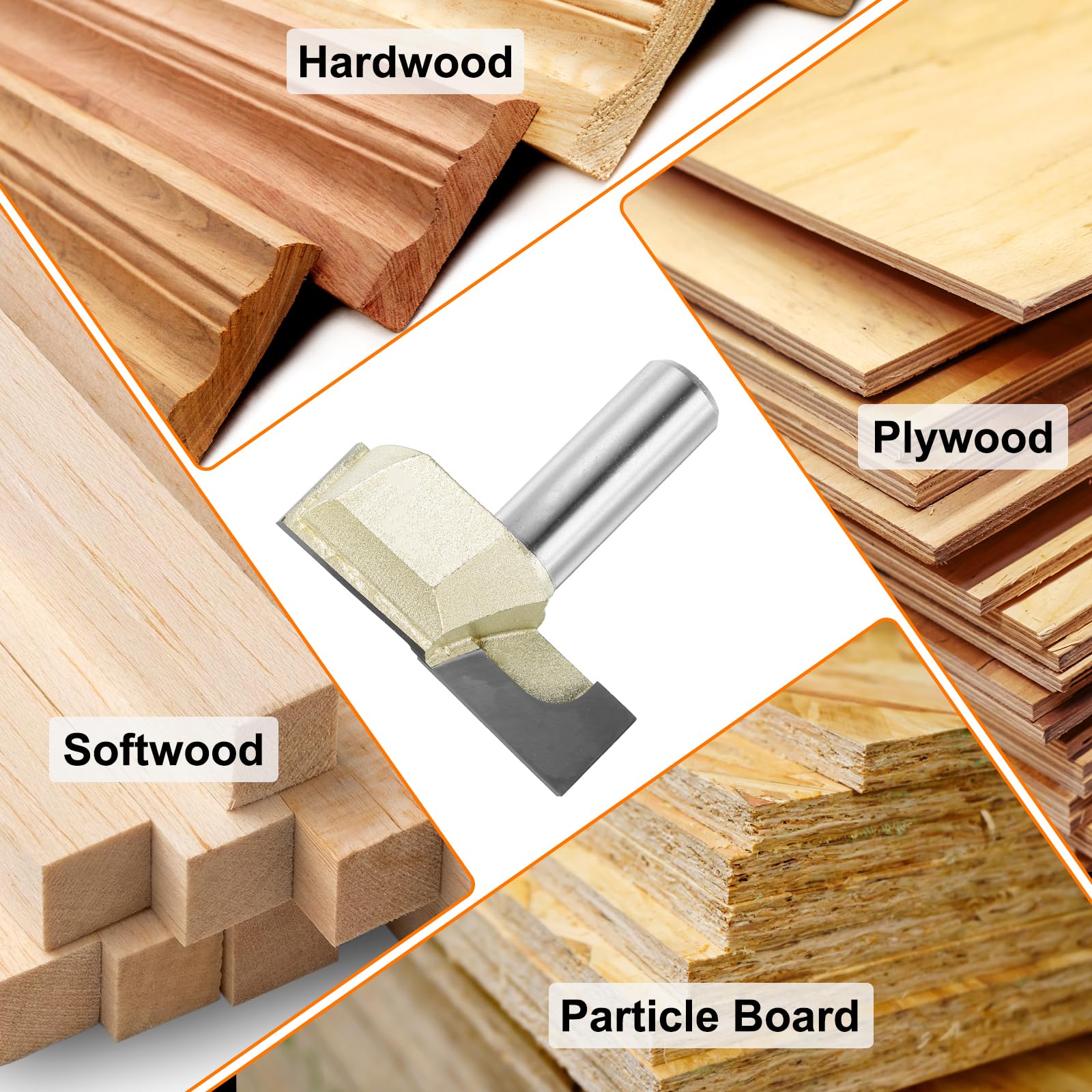 sourcing map 2 punte per fresa per pulizia inferiore, diametro 3,5 cm, codolo da 1/2", con punta in carburo, per piallatura e lavorazione del legno