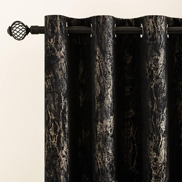 MIULEE Black Velvet Curtains Bronzing Room Darkening Thermal Insulated 54 Inch drop Curtain Pair Eyelet Drapes for Living Room Kids Bedroom Nursery 46" W x 54" L 117x137cm 2 Panels