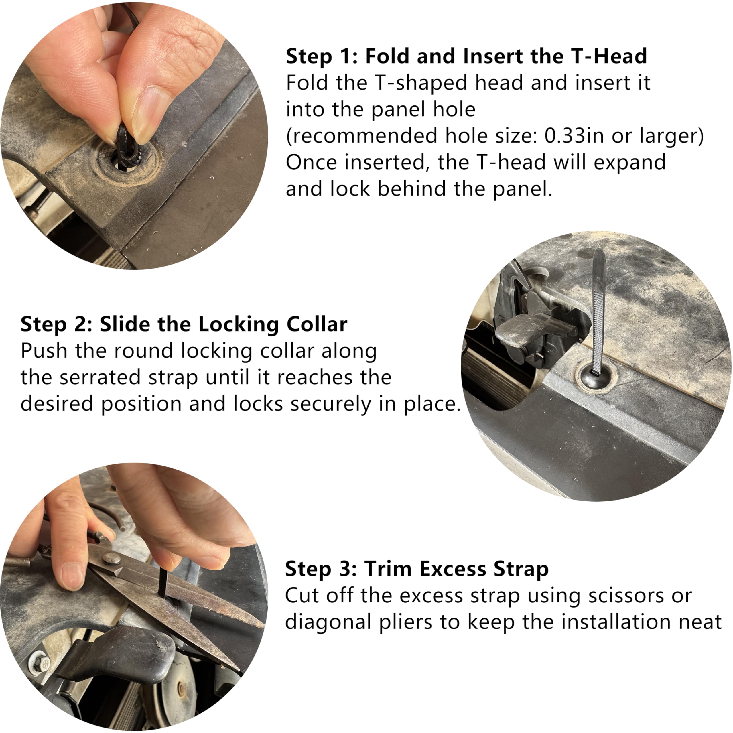 150Pcs Nylon Universal Cable Tie Buckle Zipper Clips for Cars T Style Zip Ties Button Fixion Tools Automotive — view 3