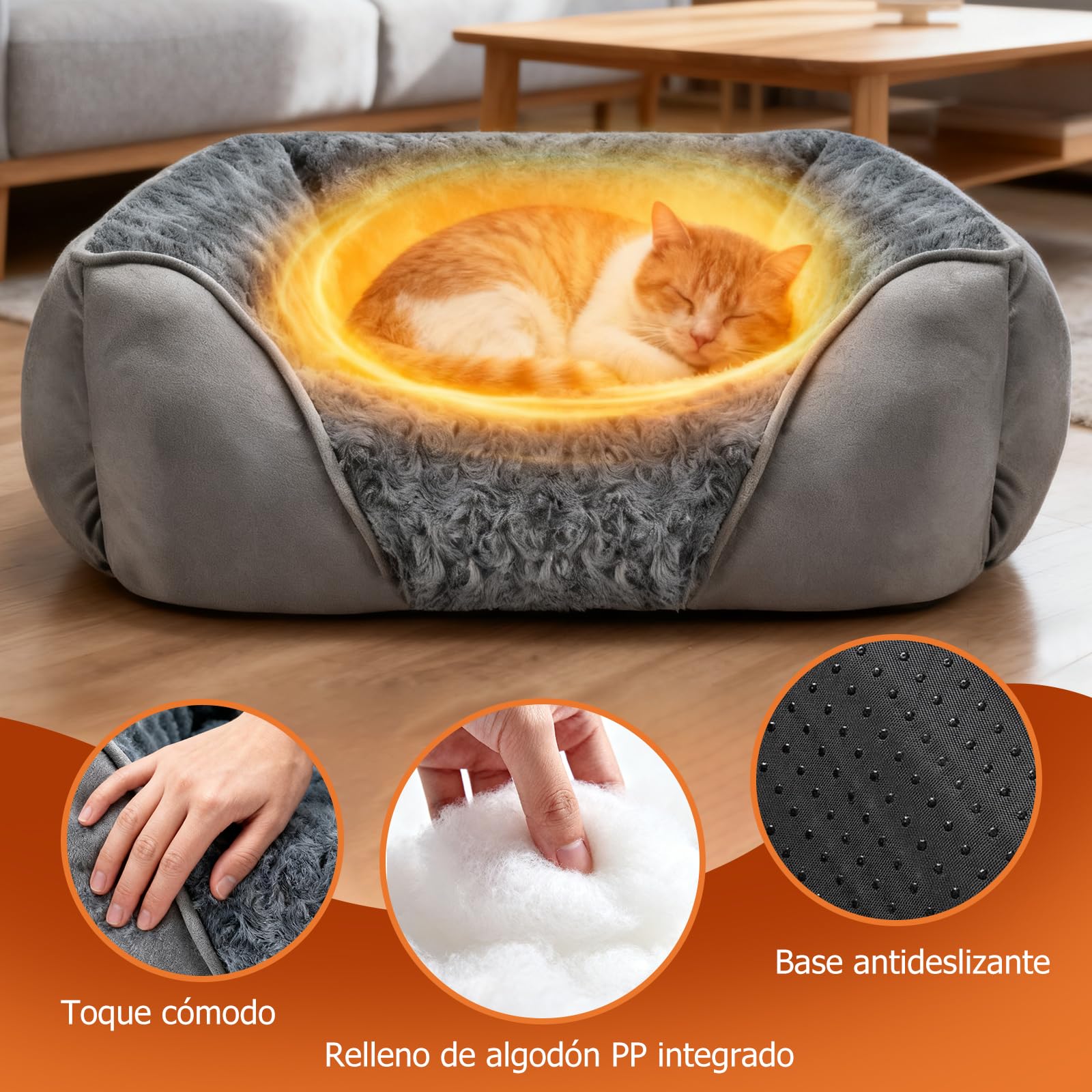 PETCUTE Cama para Perros Grande Ortopédica,Lavable Colchón para Perro con Base Antideslizante,Super Suave Transpirable Cómoda Cama para Mascotas,Sofá para Perros Artríticos,Gris,2XL