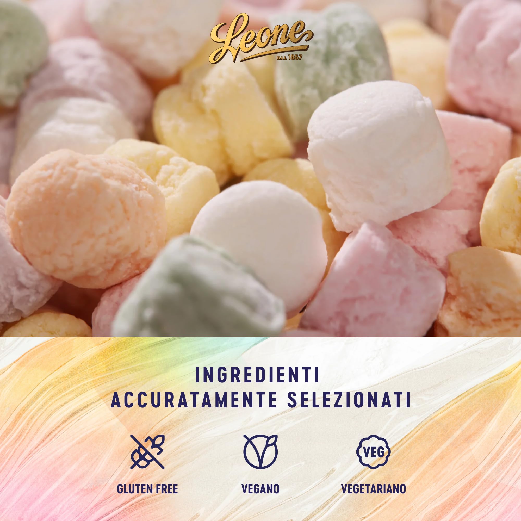 Leone seit 1857 - gemischte erfrischende Pastillen in Glasbehälter - Leone Bonbons - vegane und glutenfreie Bonbons - Glasbehälter 1,3 kg