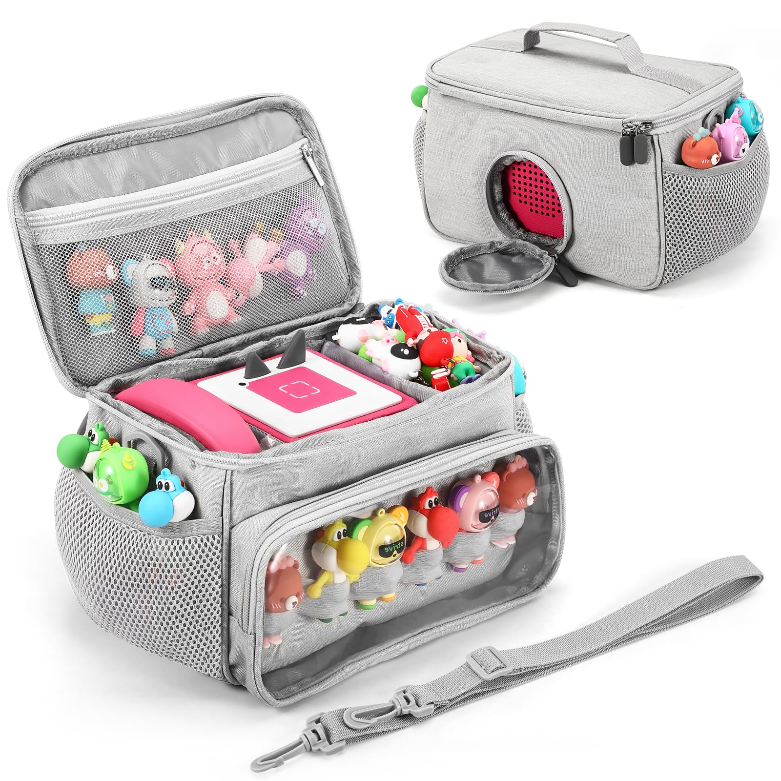 PISOSN Portable Carrying Case Compatible with Toniebox Starter Set and Tonies Figurines, Carrying Bag for Toniebox Accessories (Gray)