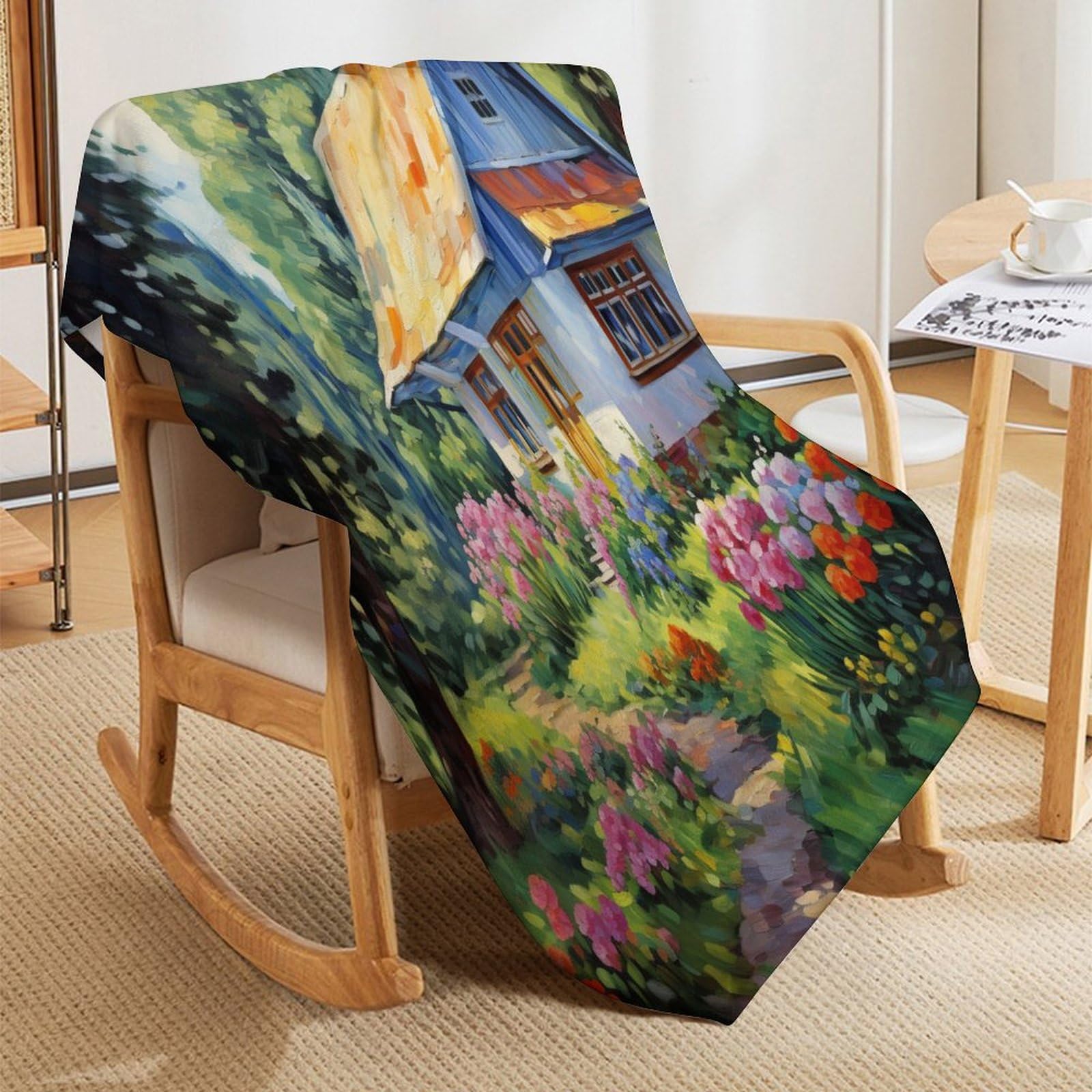 Chalet de Village de Montagne Plaid Couverture Polaire, Couvertures Polair Flanneladaptée Aux Canapés Et Aux Lits - Chaud, Facile À Entretenir 180×200cm